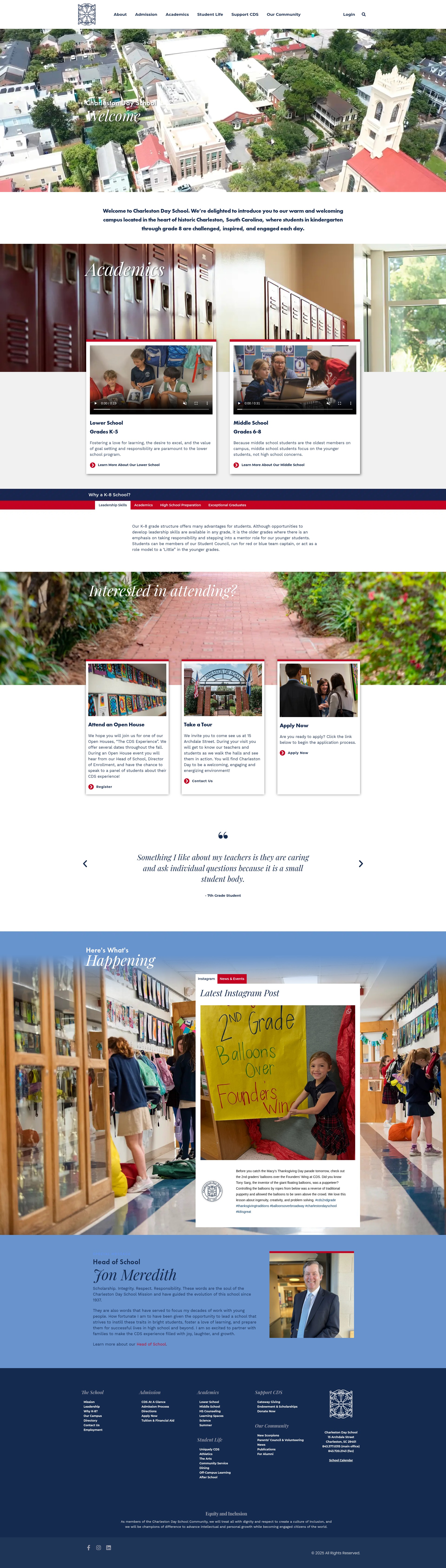 Screenshot of charlestondayschool.org