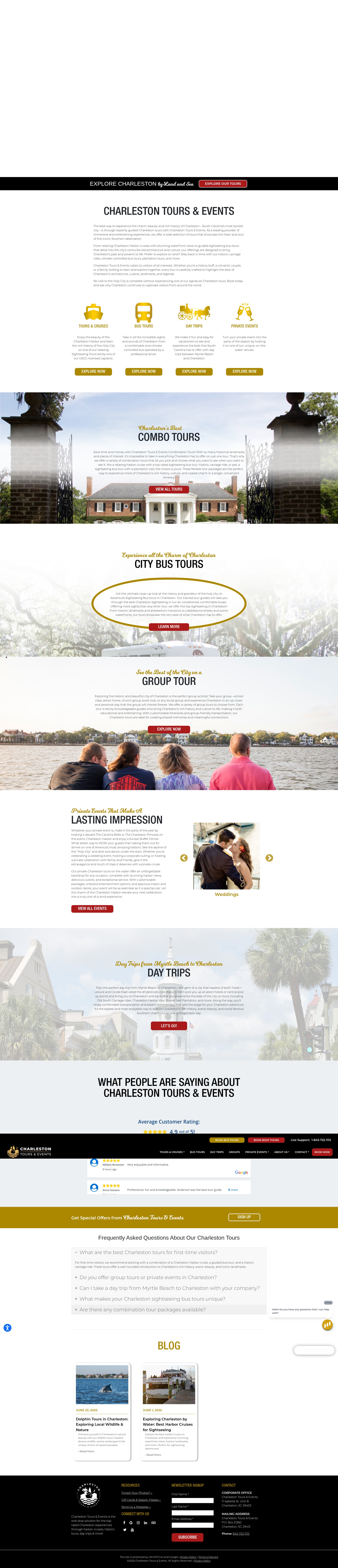 Screenshot of charlestonharbortours.com