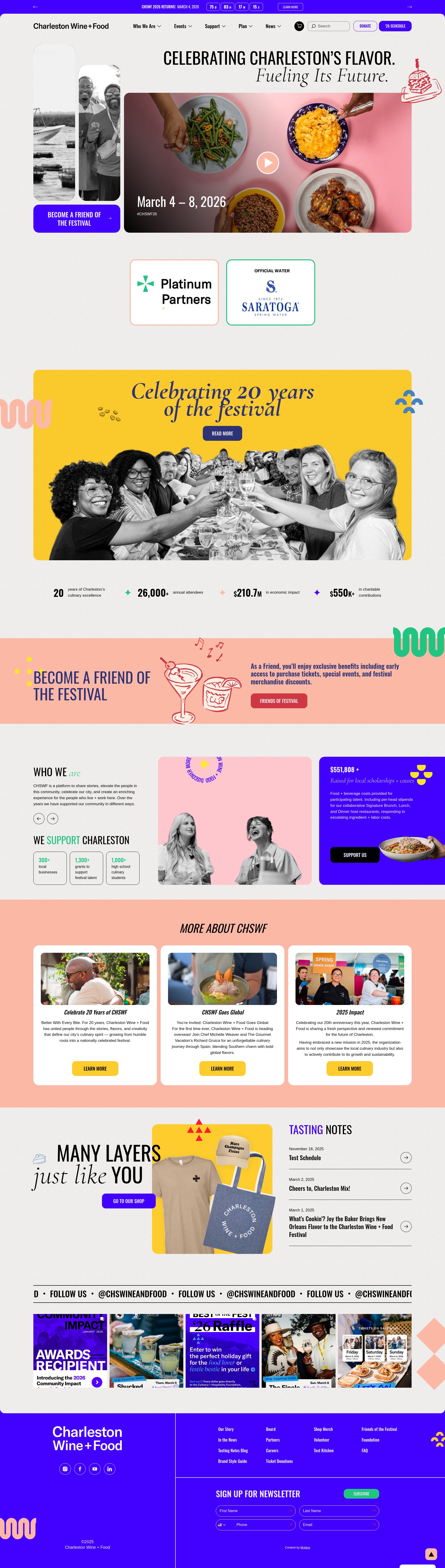 Screenshot of charlestonwineandfood.com
