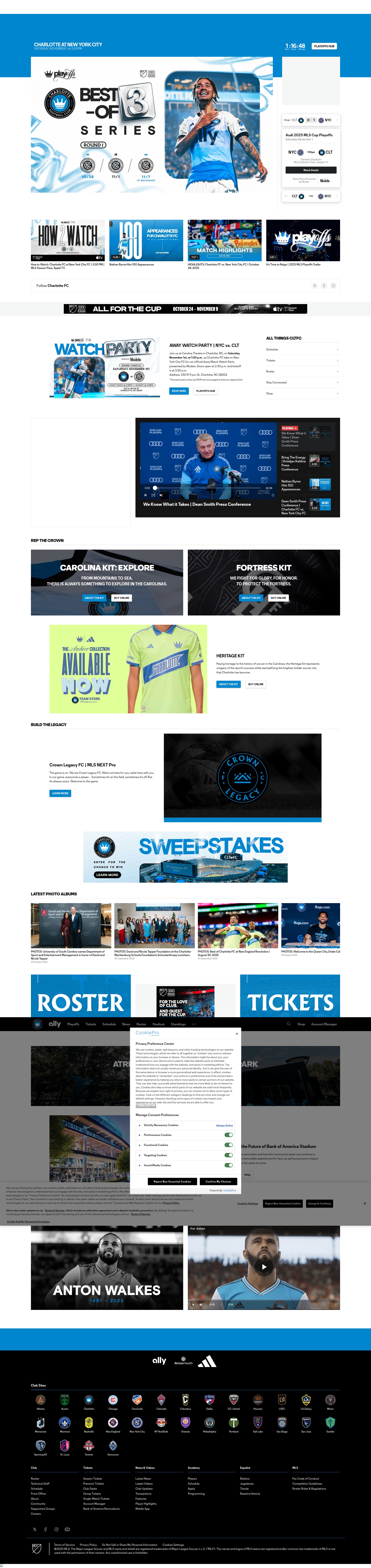 Screenshot of charlottefootballclub.com