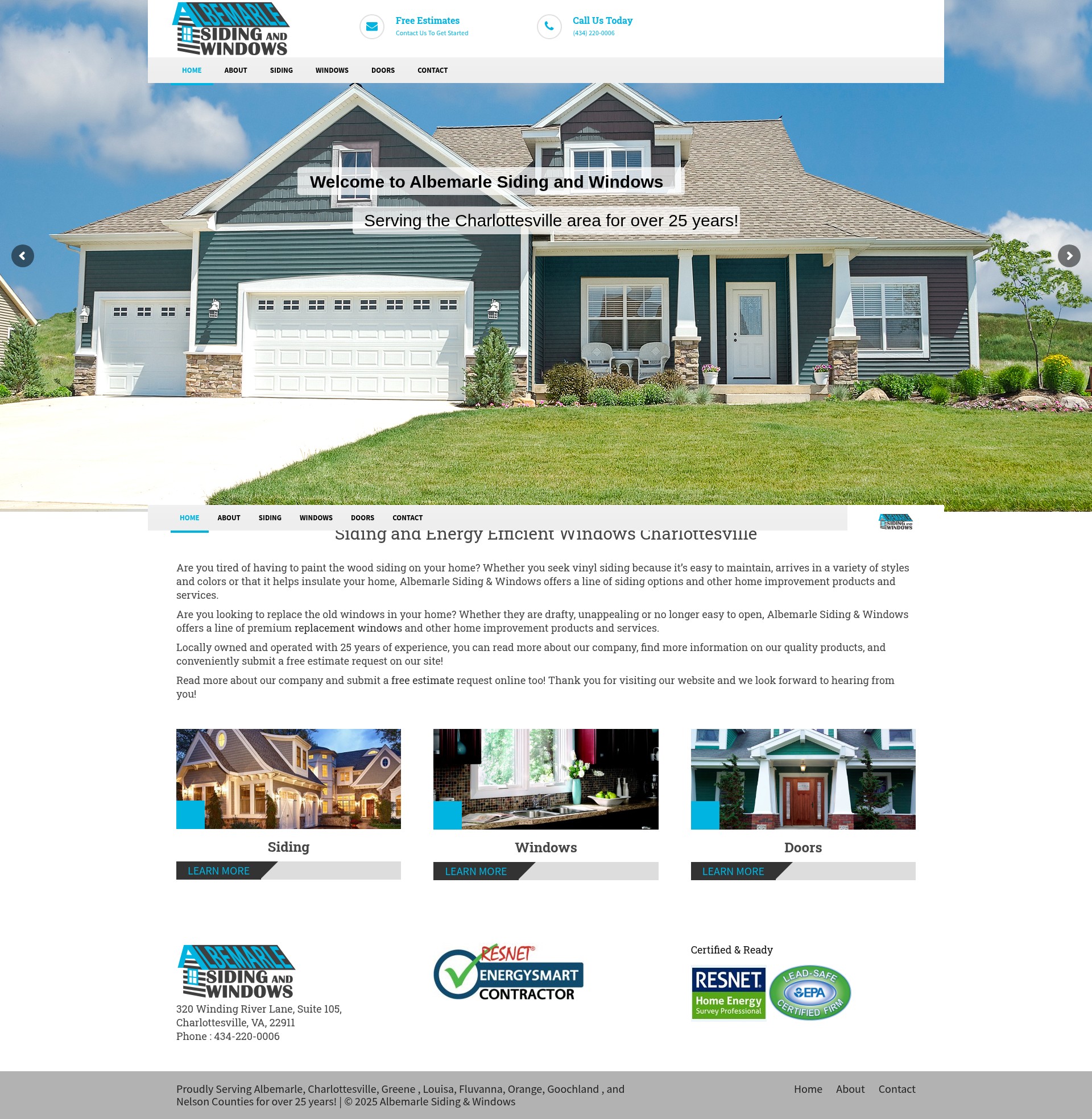 Screenshot of charlottesvillewindows.com