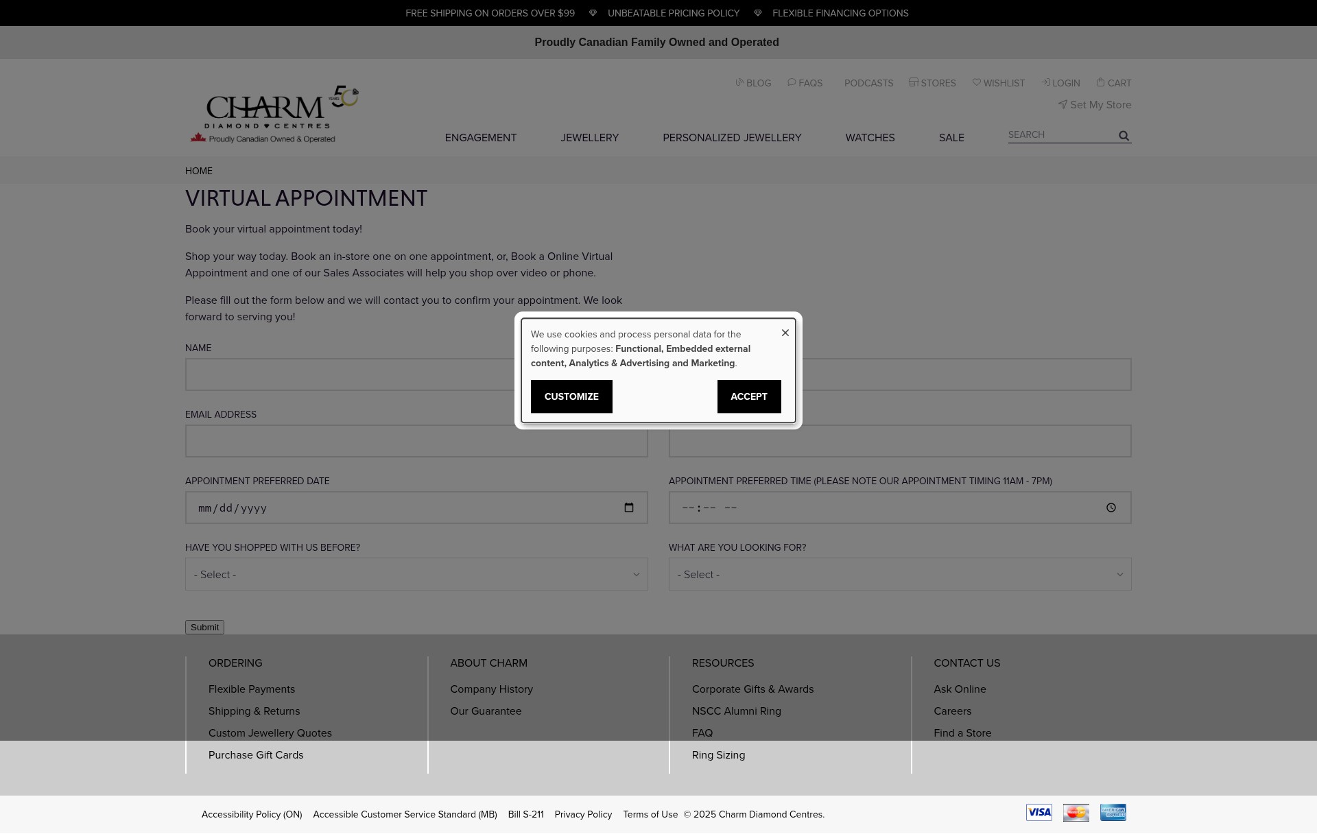 Screenshot of charmdiamondcentres.com