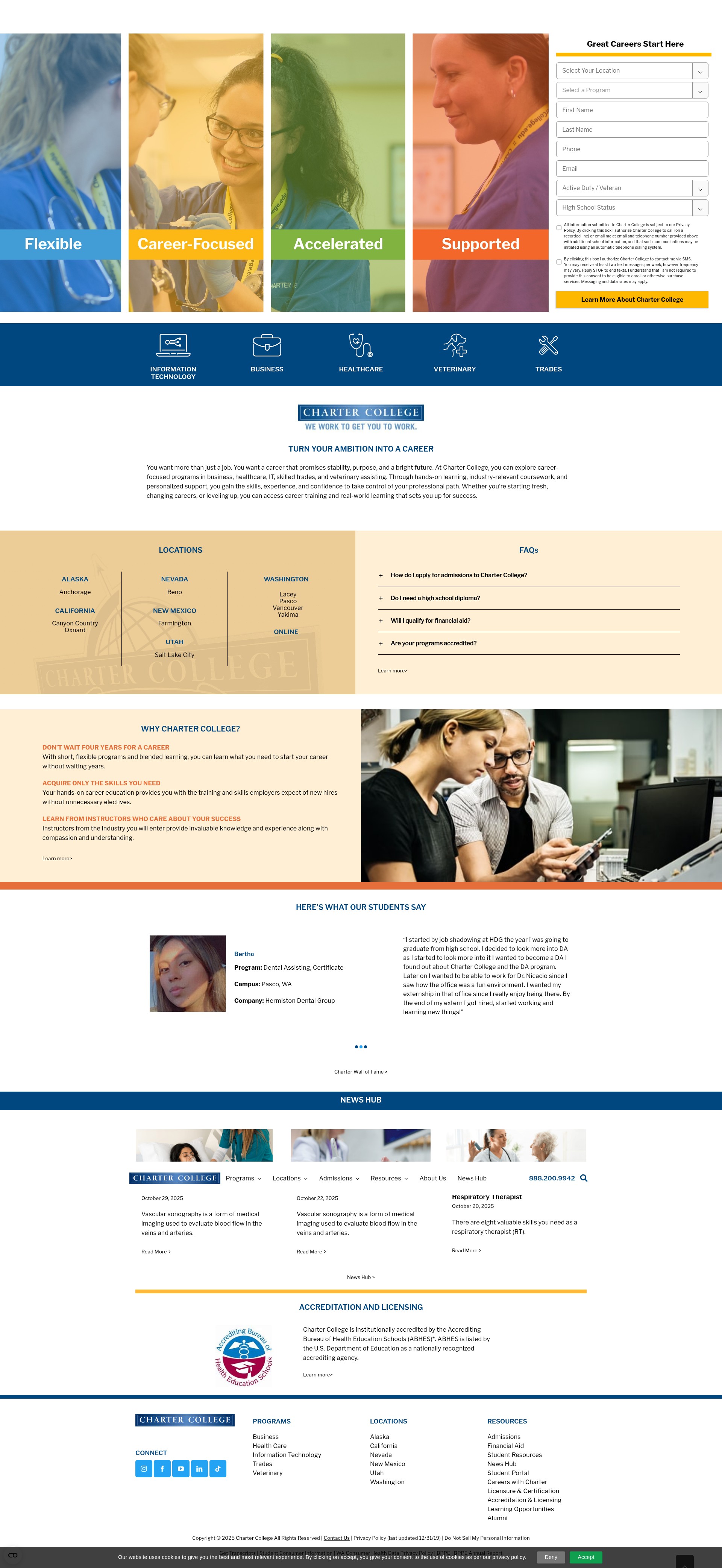 Screenshot of chartercollege.edu