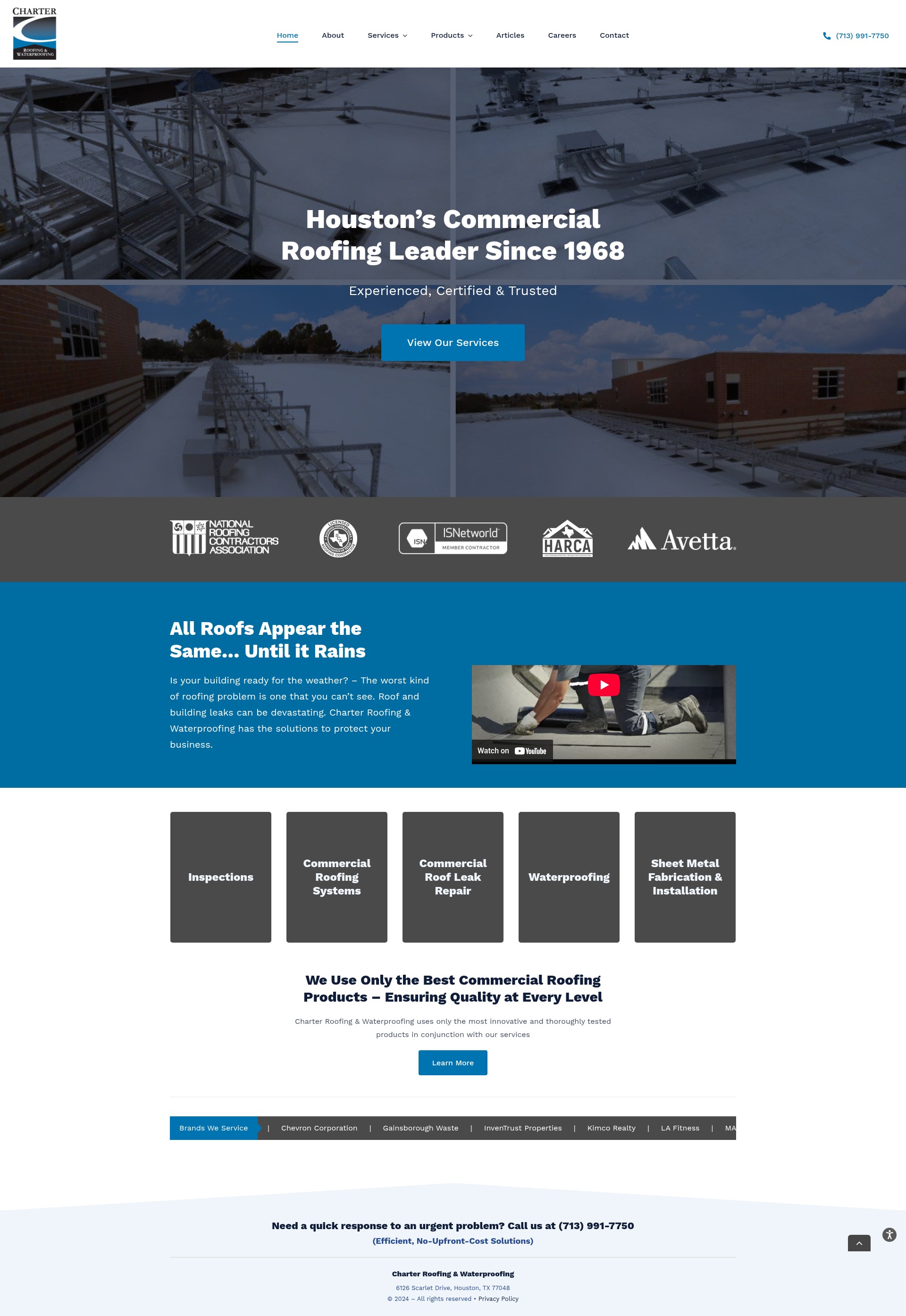 Screenshot of charterroofing.com