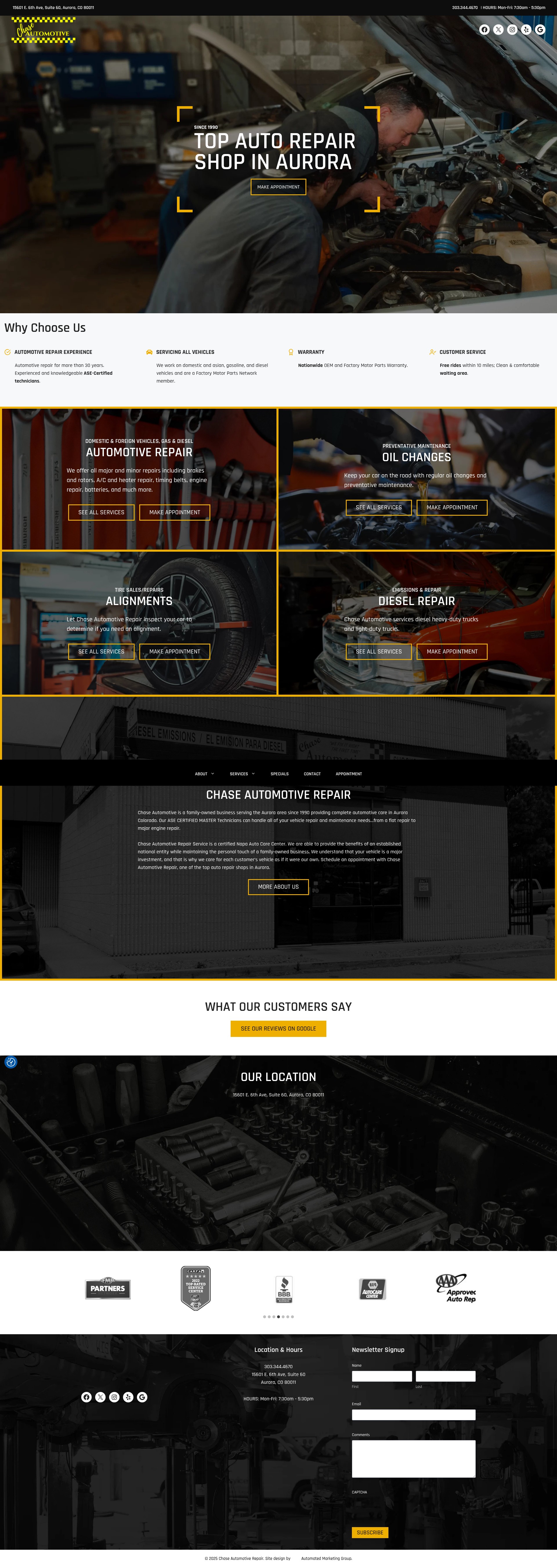 Screenshot of chaseautomotiverepair.com