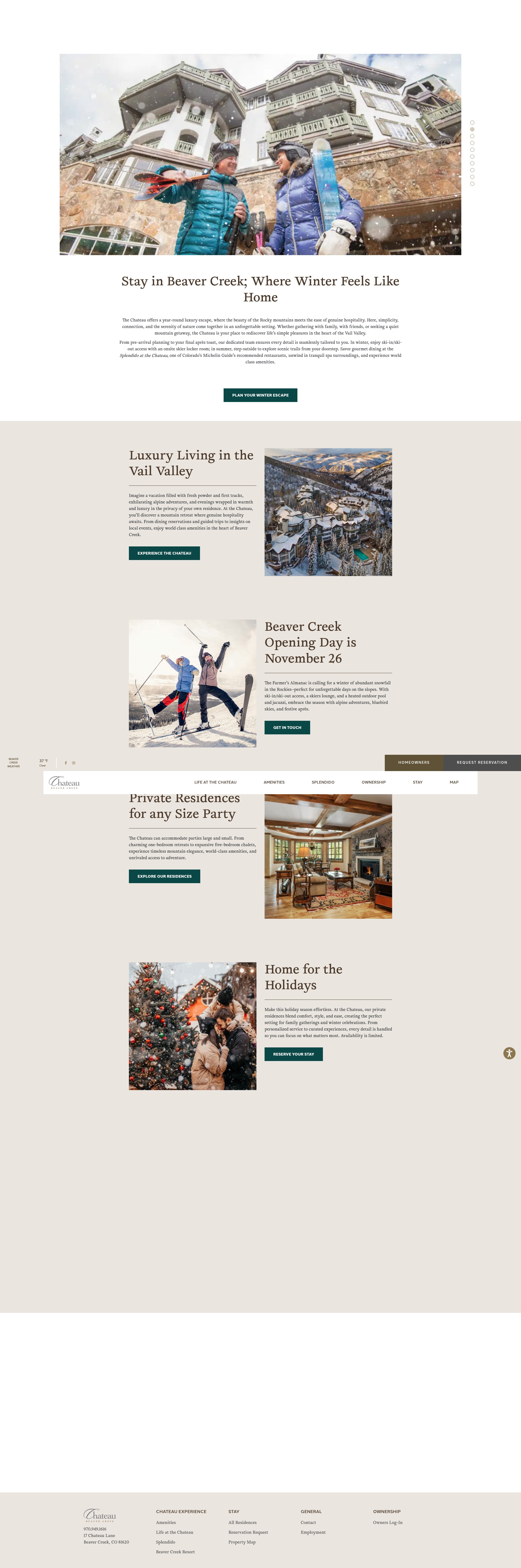 Screenshot of chateaubeavercreek.com
