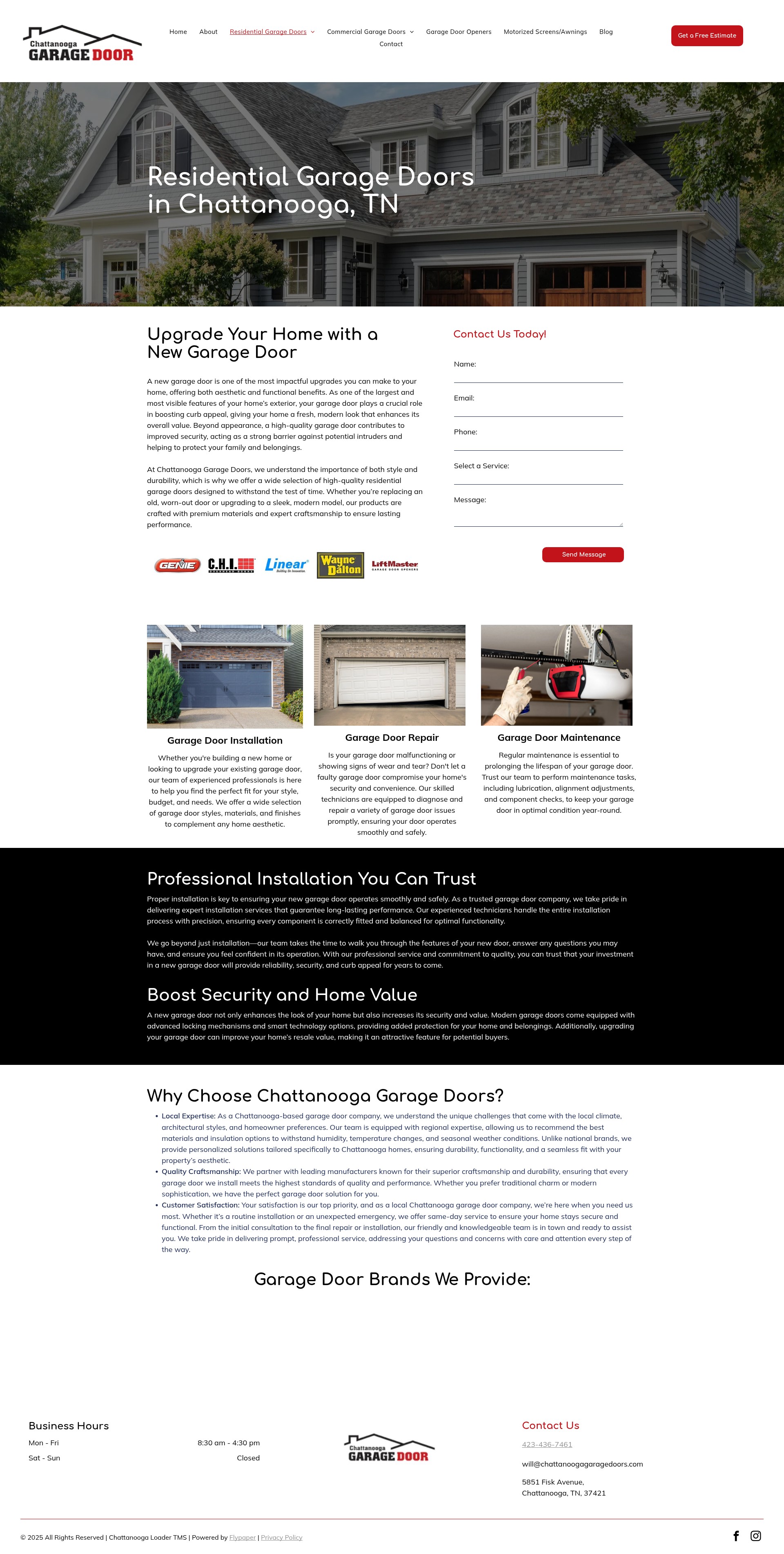 Screenshot of chattanoogagaragedoors.com