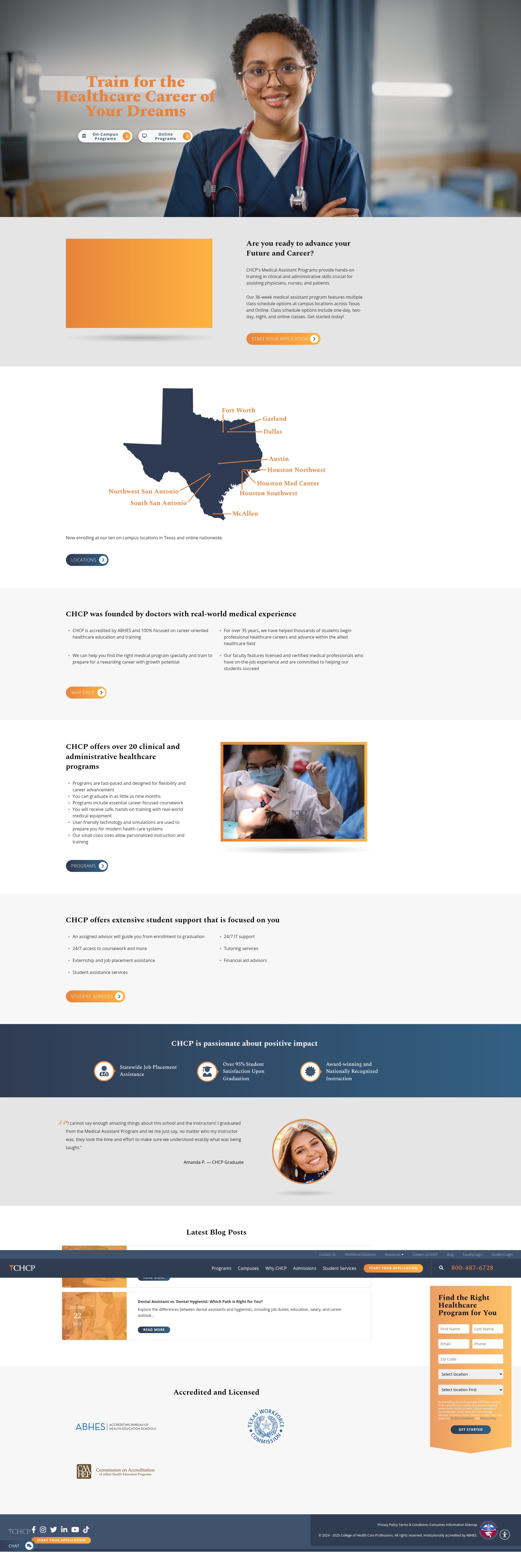 Screenshot of chcp.edu