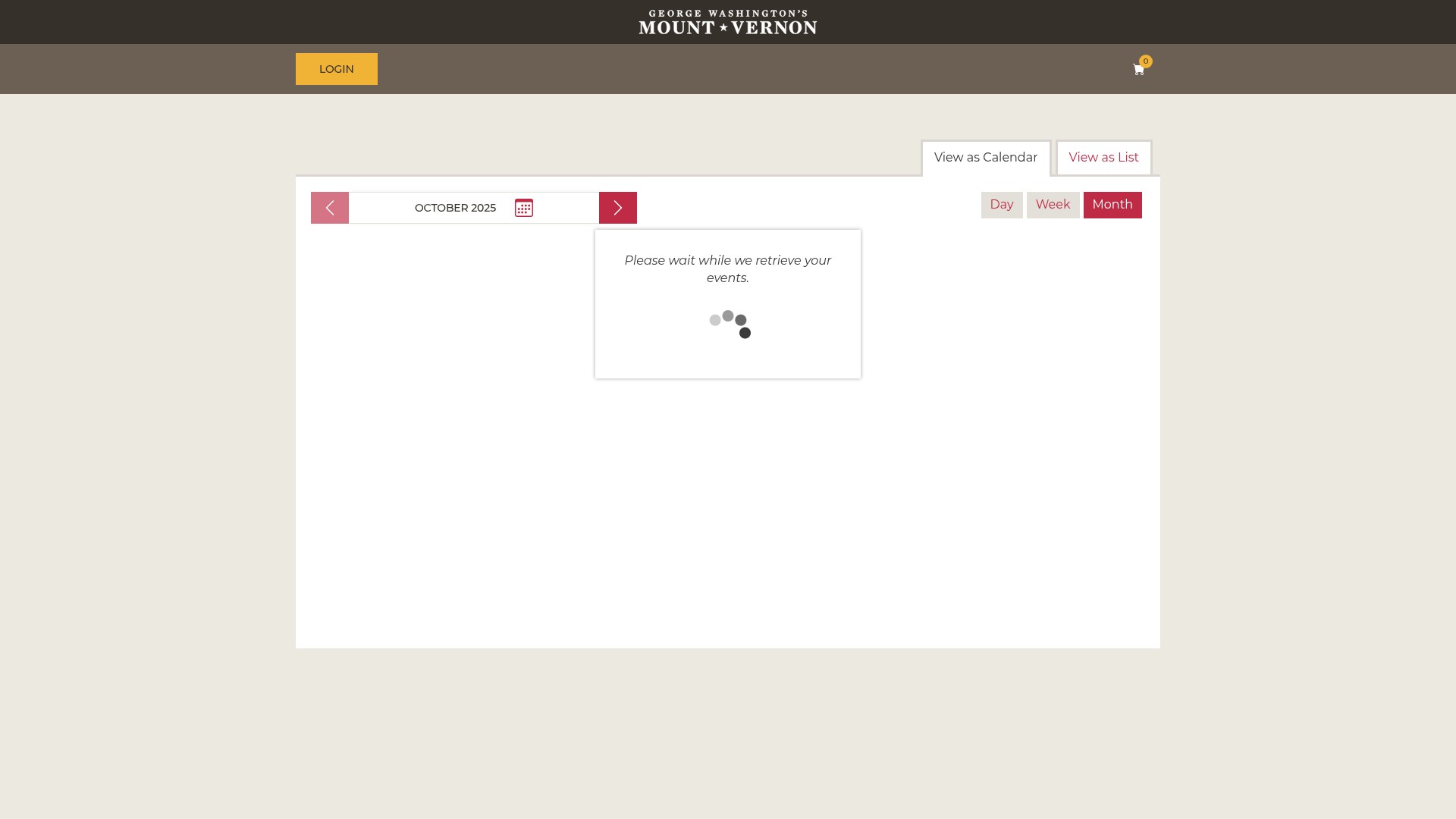 Screenshot of checkout.mountvernon.org