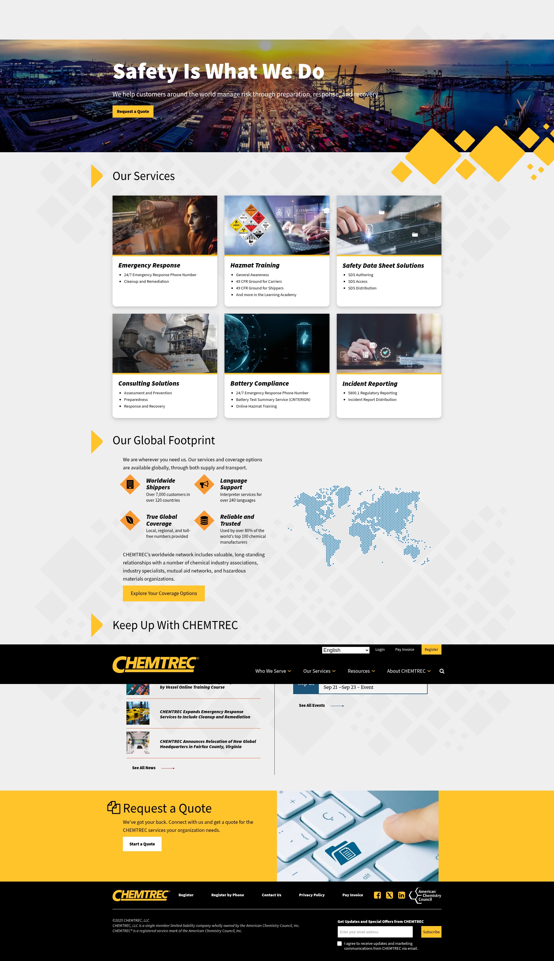 Screenshot of chemtrec.com