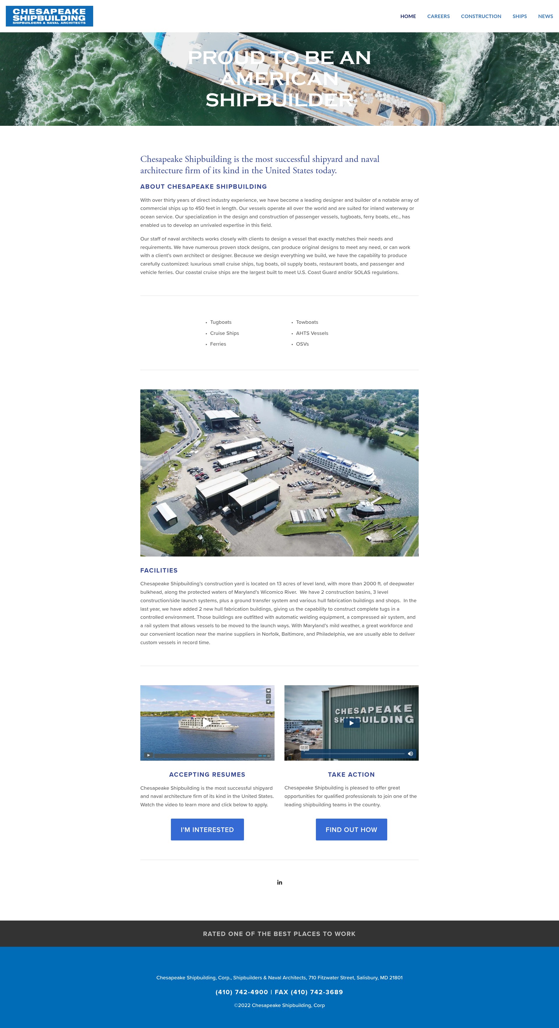Screenshot of chesapeakeshipbuilding.com