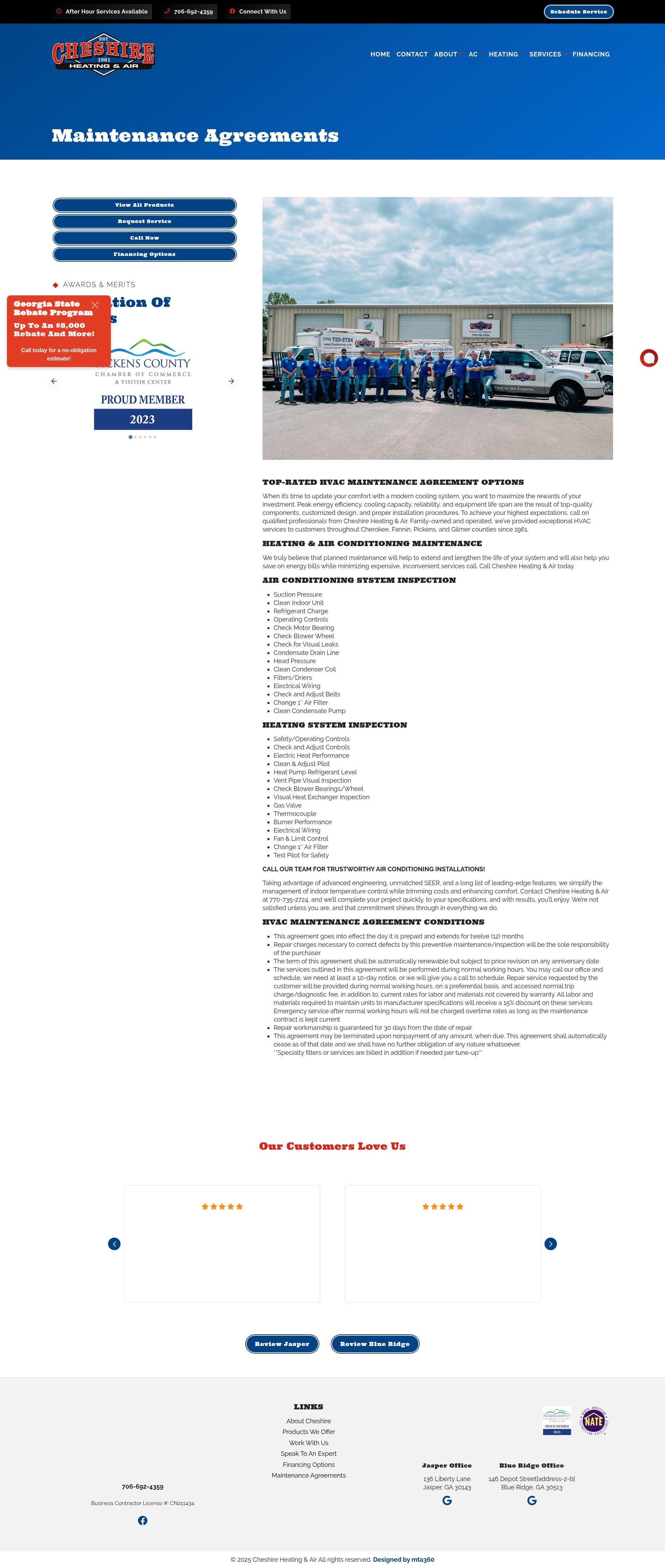 Screenshot of cheshirehvac.com