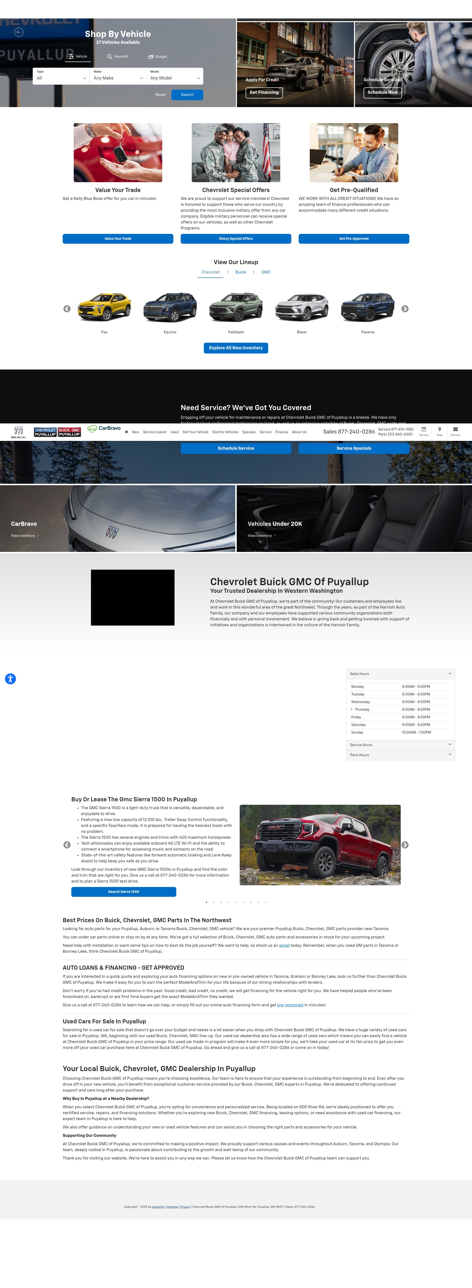 Screenshot of chevroletbuickgmcpuyallup.com