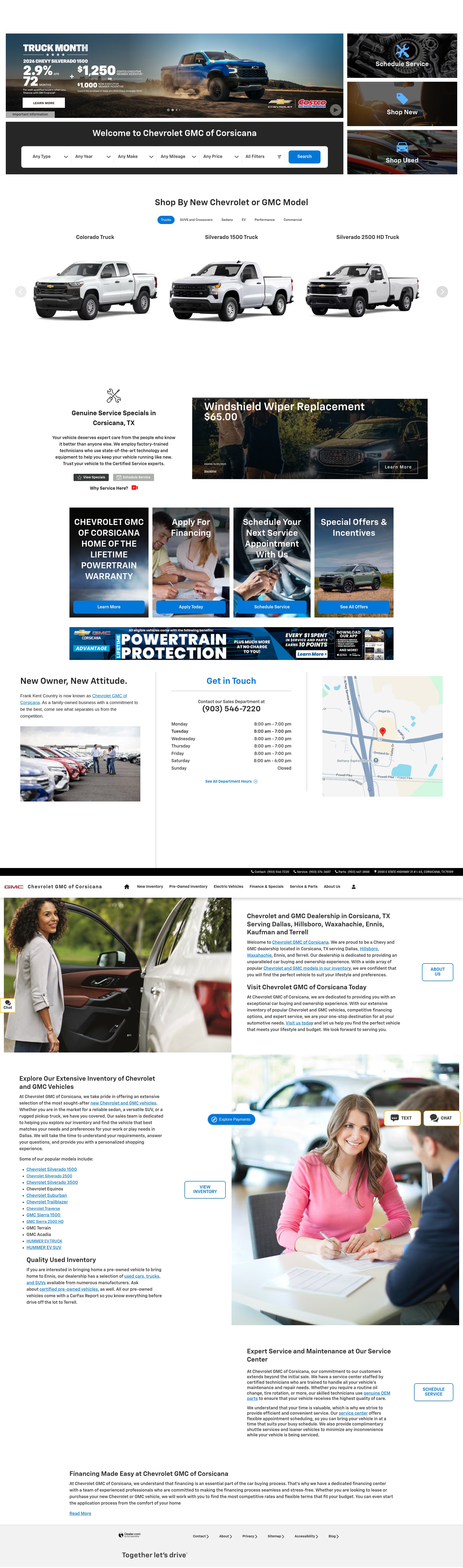 Screenshot of chevygmcofcorsicana.com
