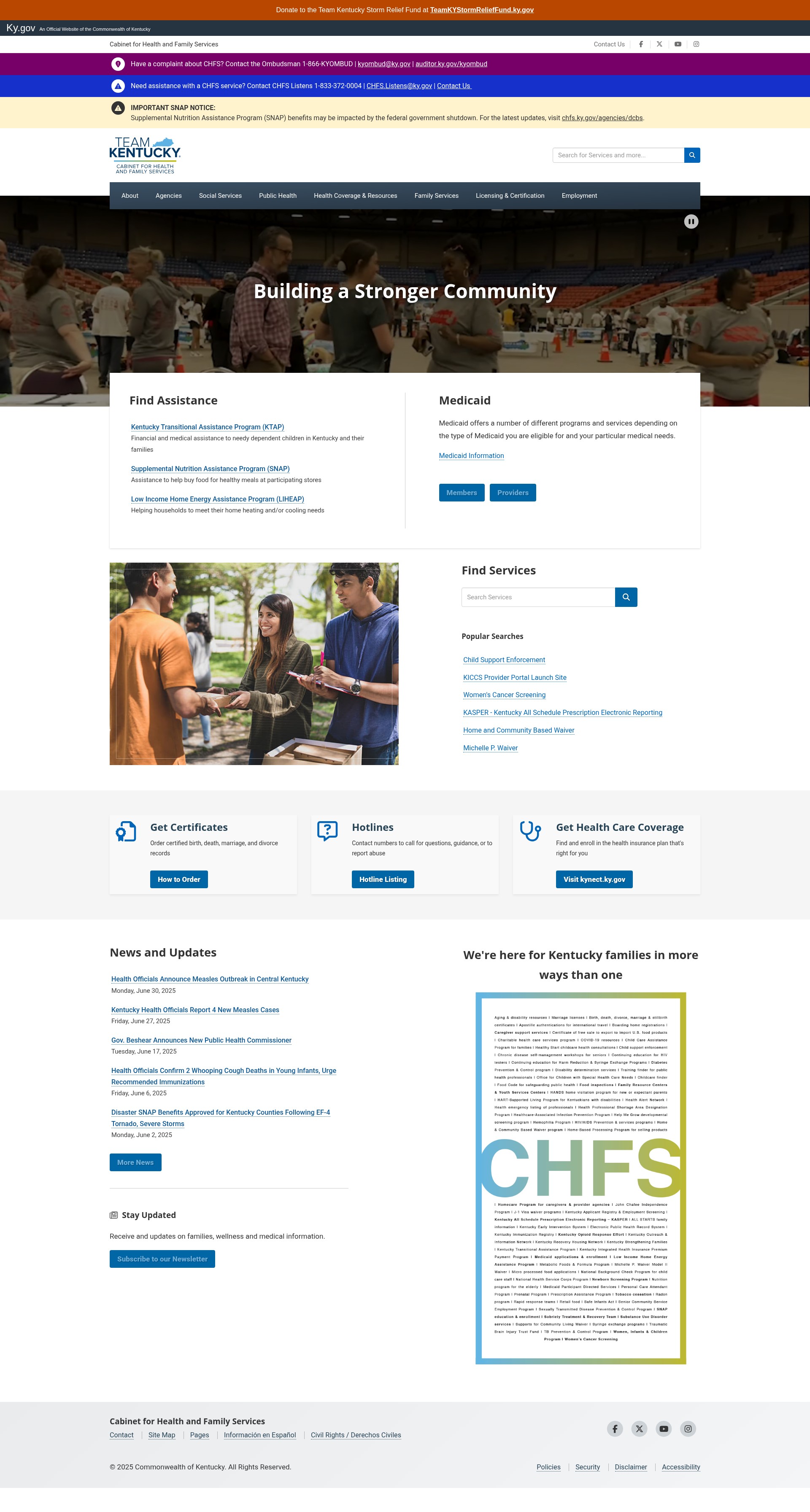 Screenshot of chfs.ky.gov