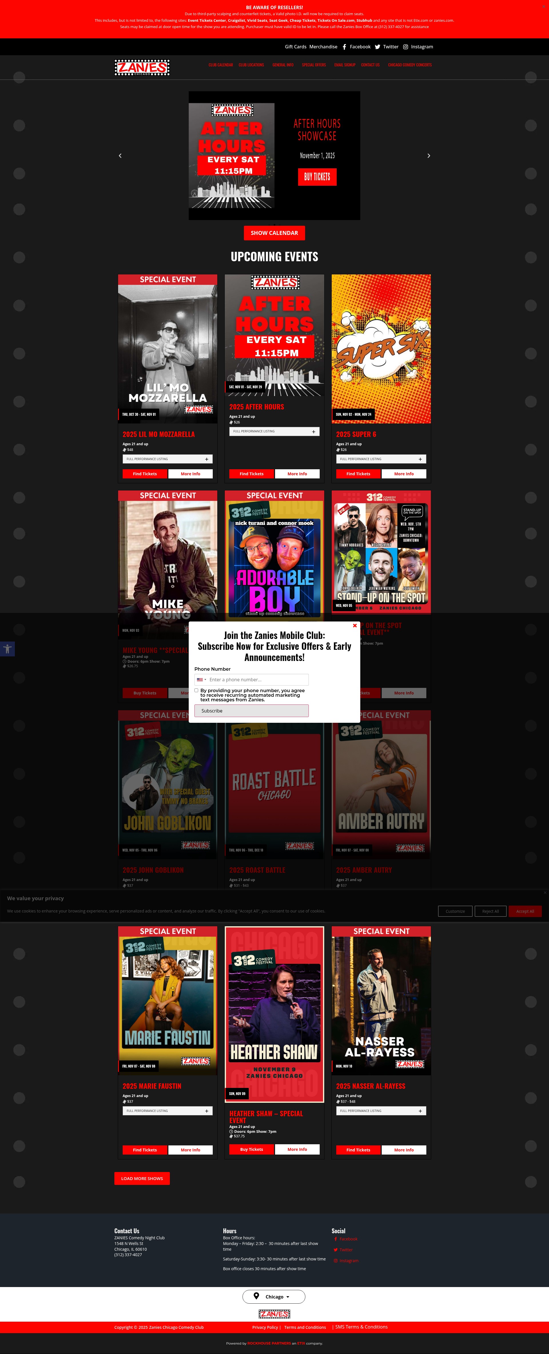 Screenshot of chicago.zanies.com