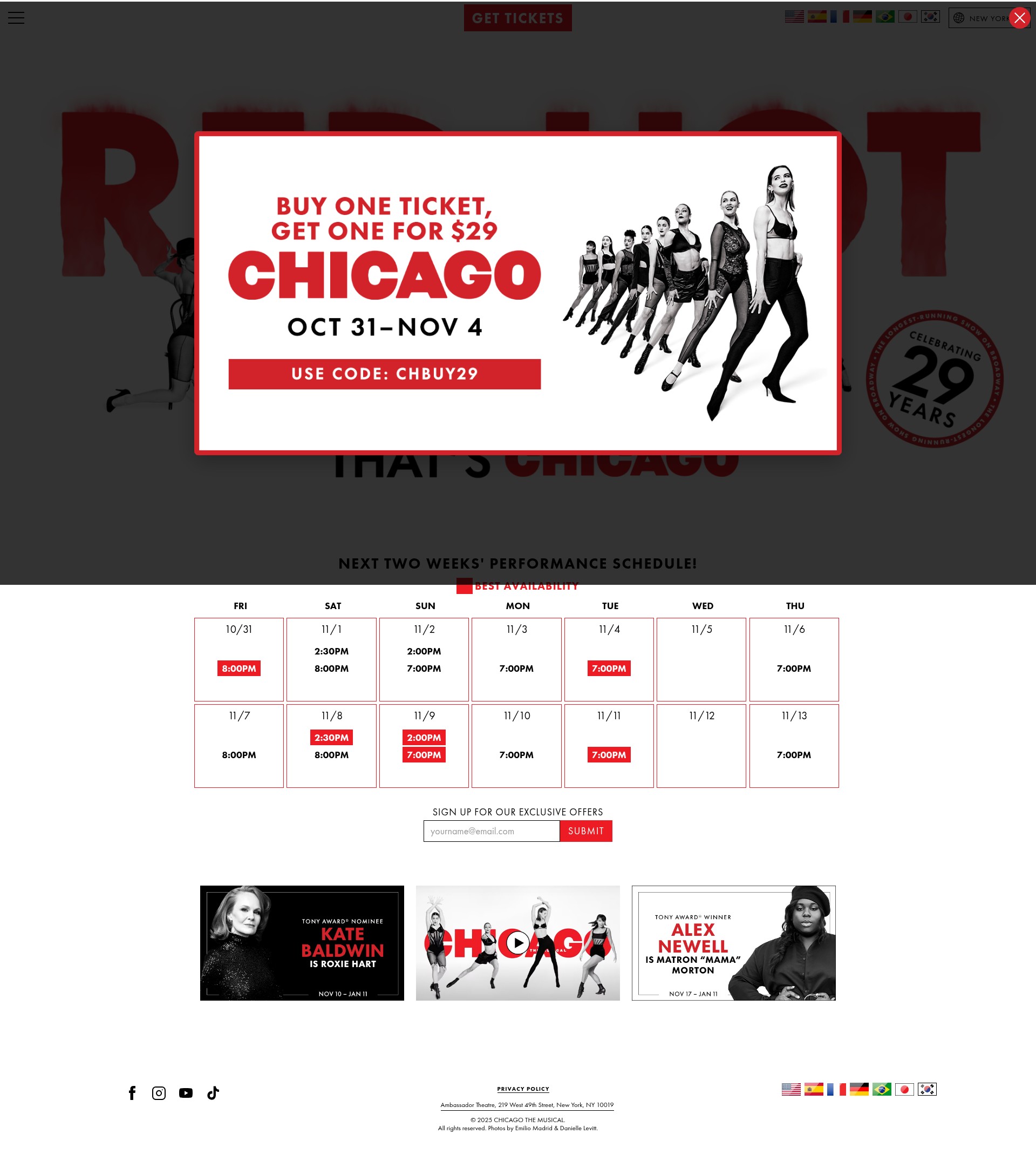 Screenshot of chicagothemusical.com