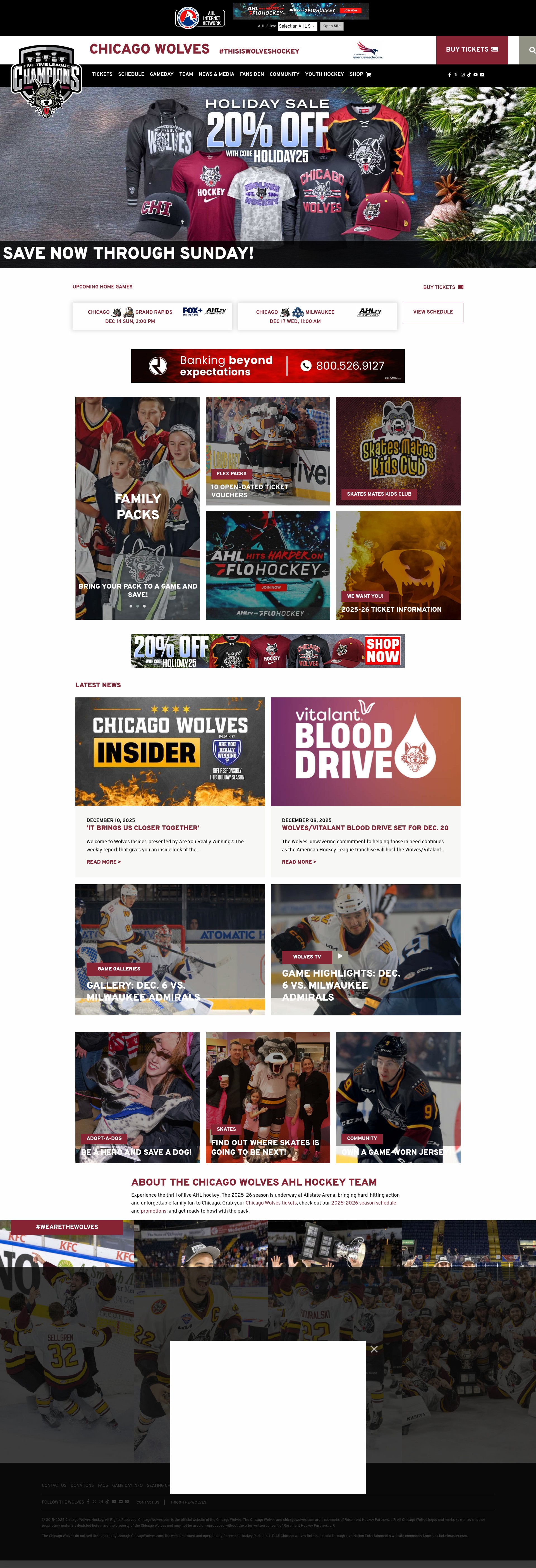 Screenshot of chicagowolves.com