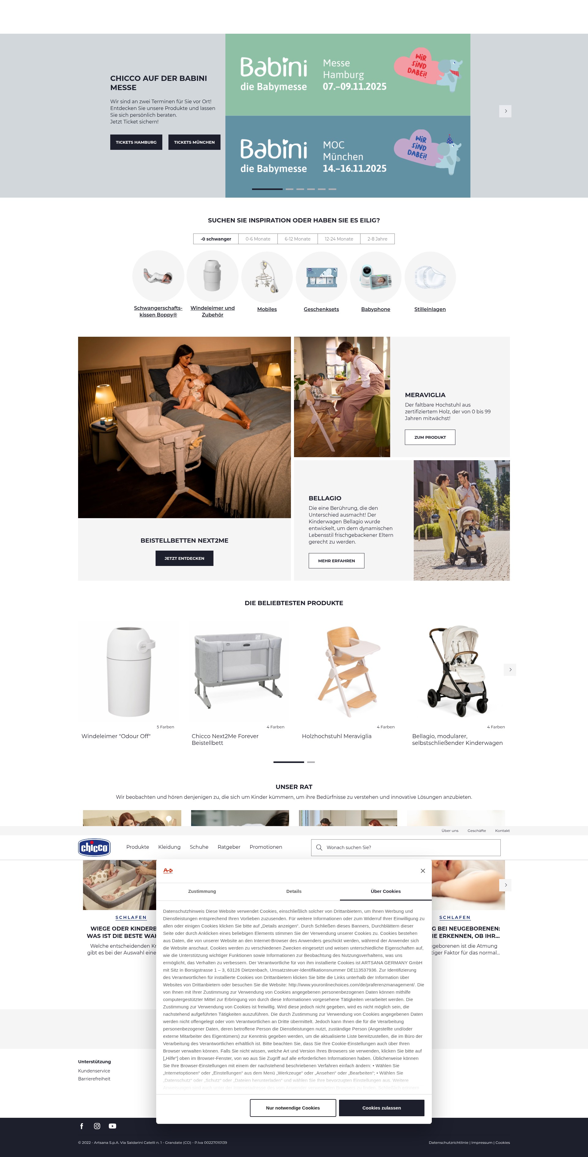 Screenshot of chicco.de