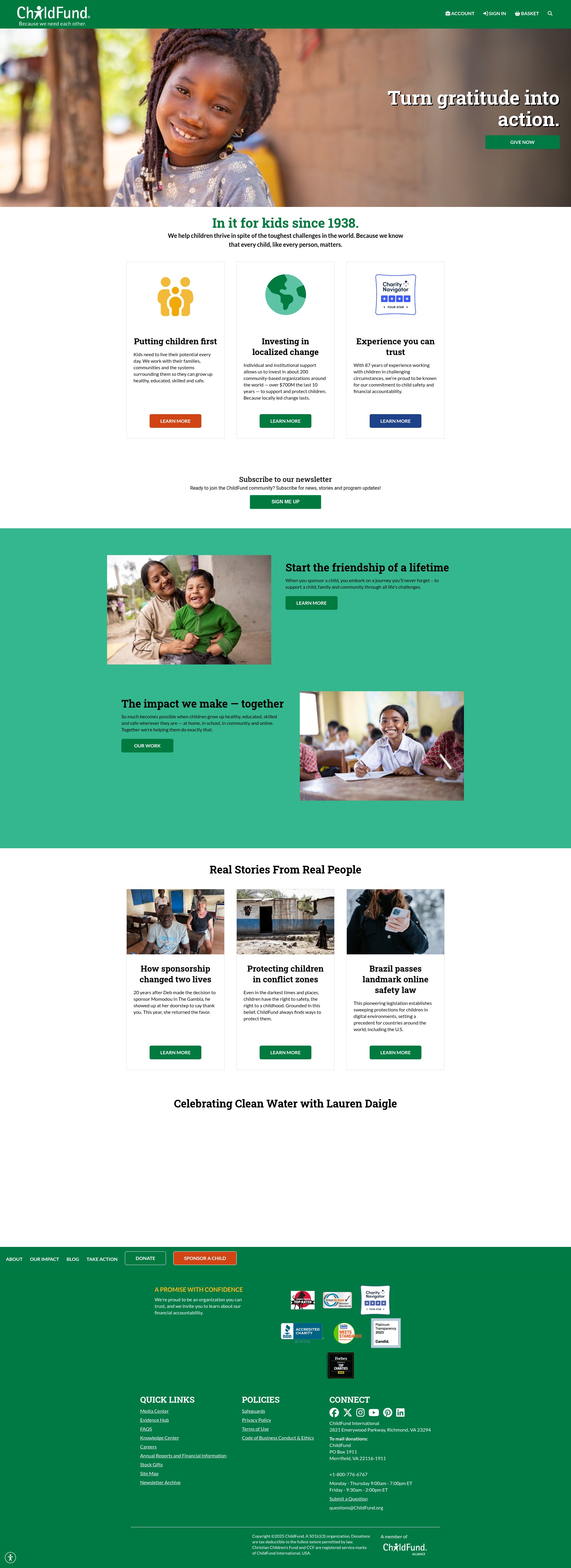 Screenshot of childfund.org