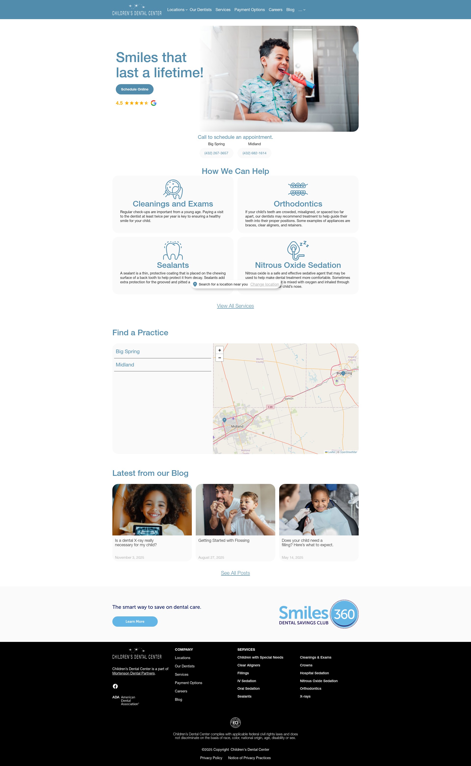 Screenshot of childrensdentalcentermidland.com