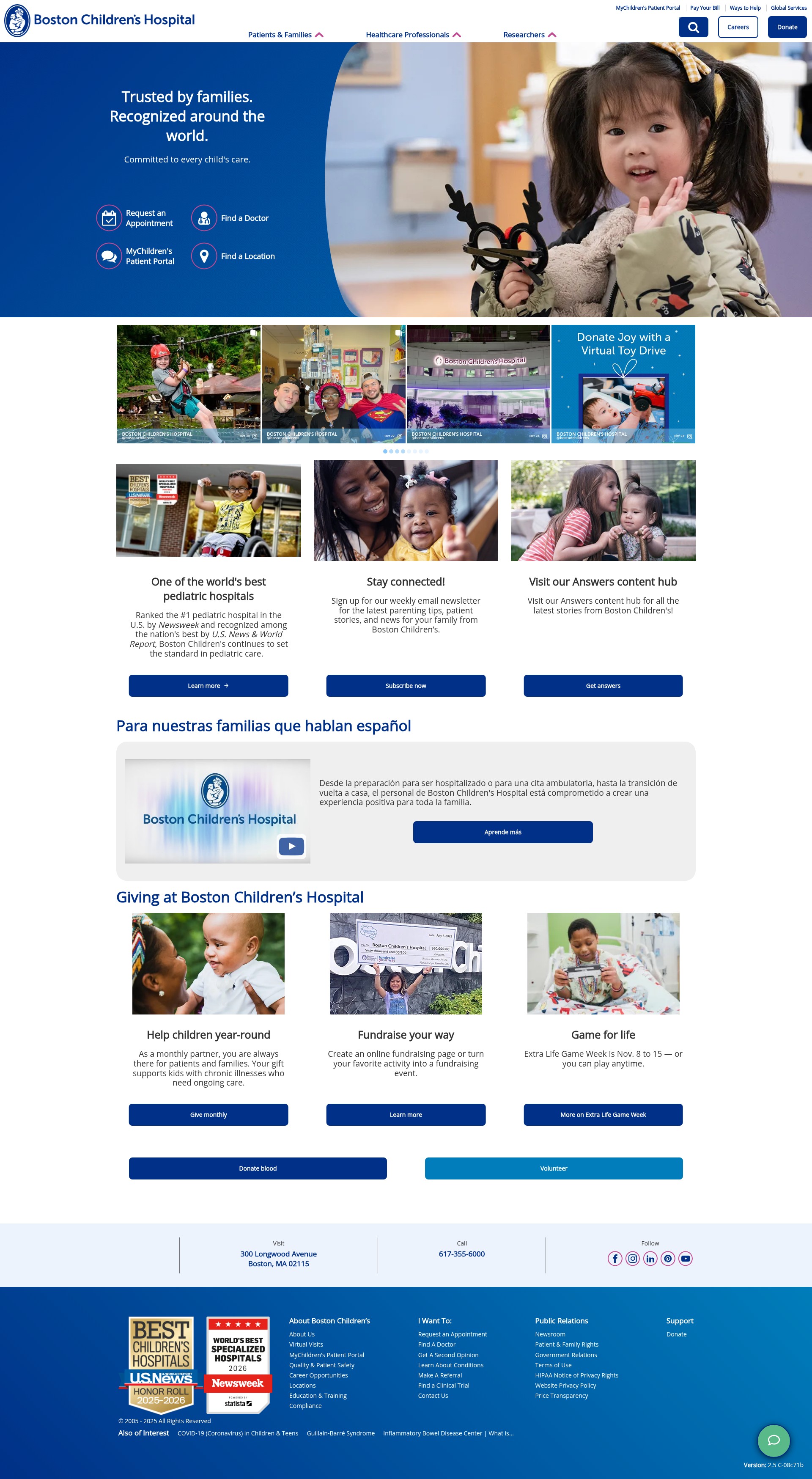 Screenshot of childrenshospital.org