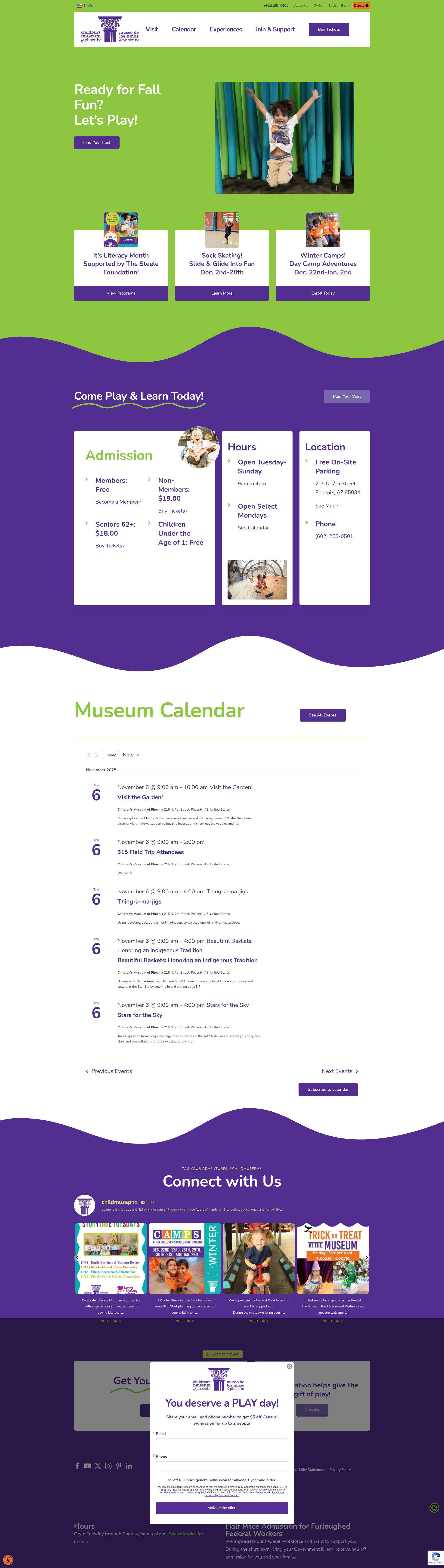 Screenshot of childrensmuseumofphoenix.org