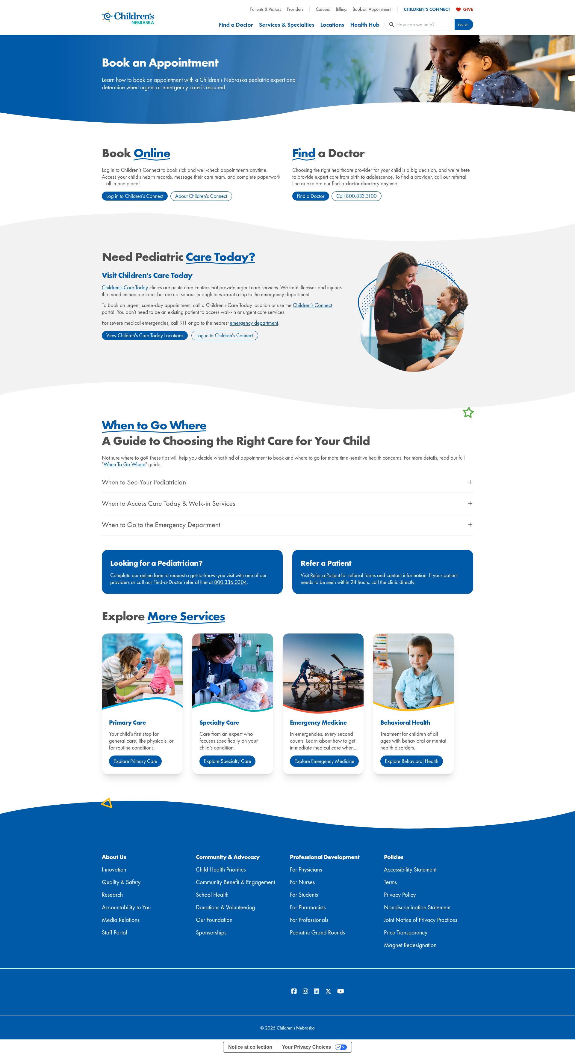 Screenshot of childrensnebraska.org