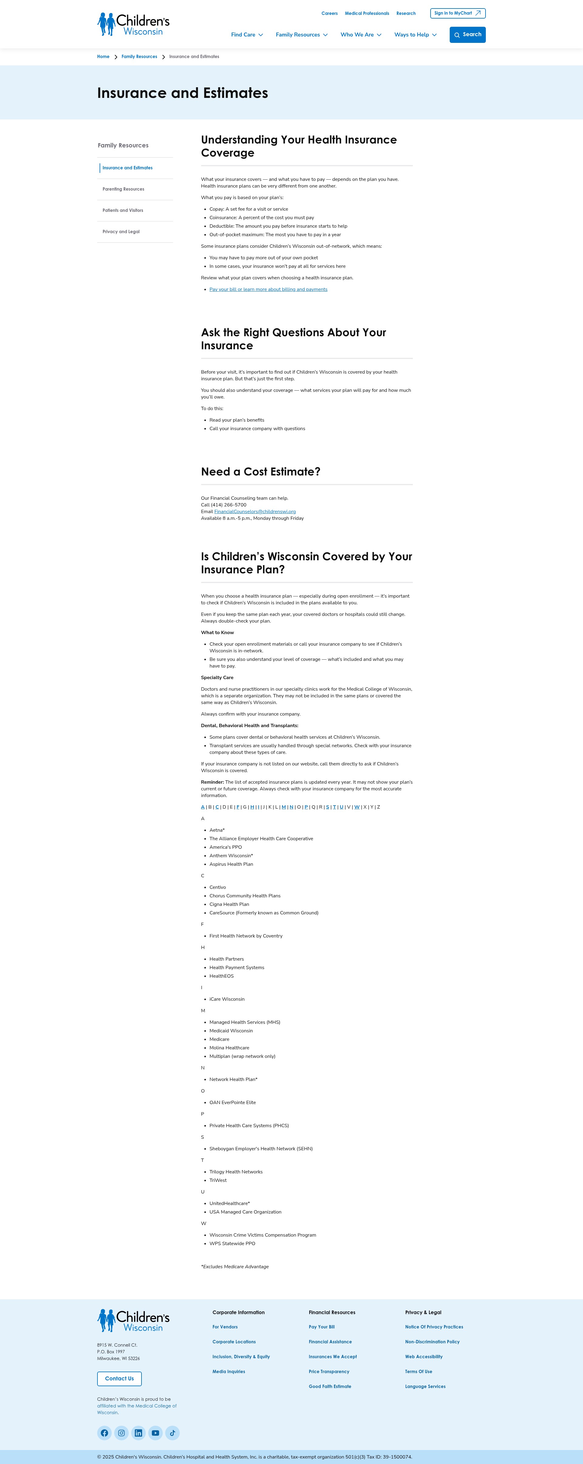 Screenshot of childrenswi.org