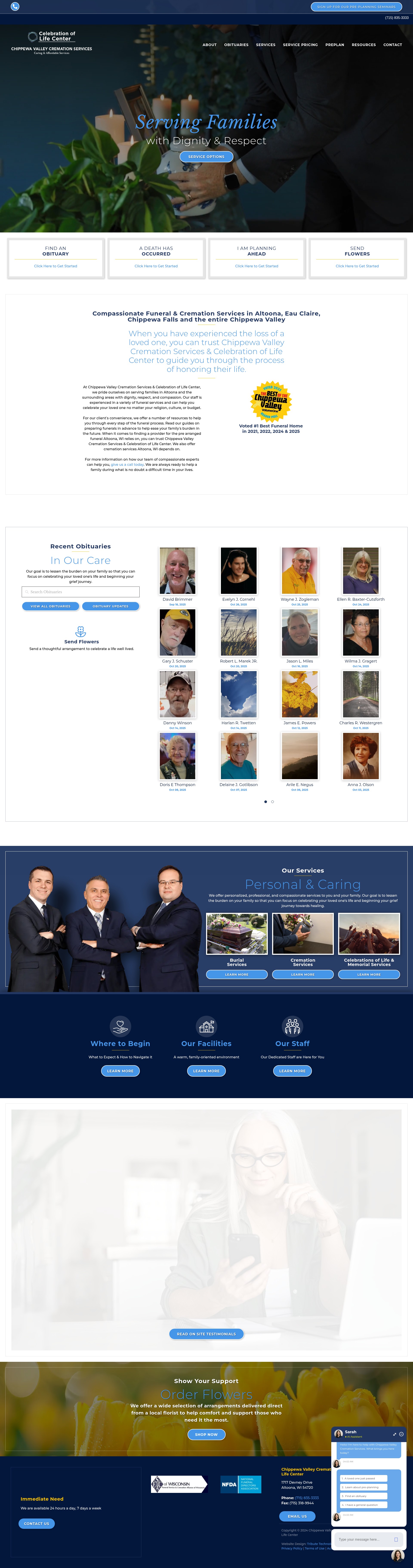 Screenshot of chippewavalleycremation.com