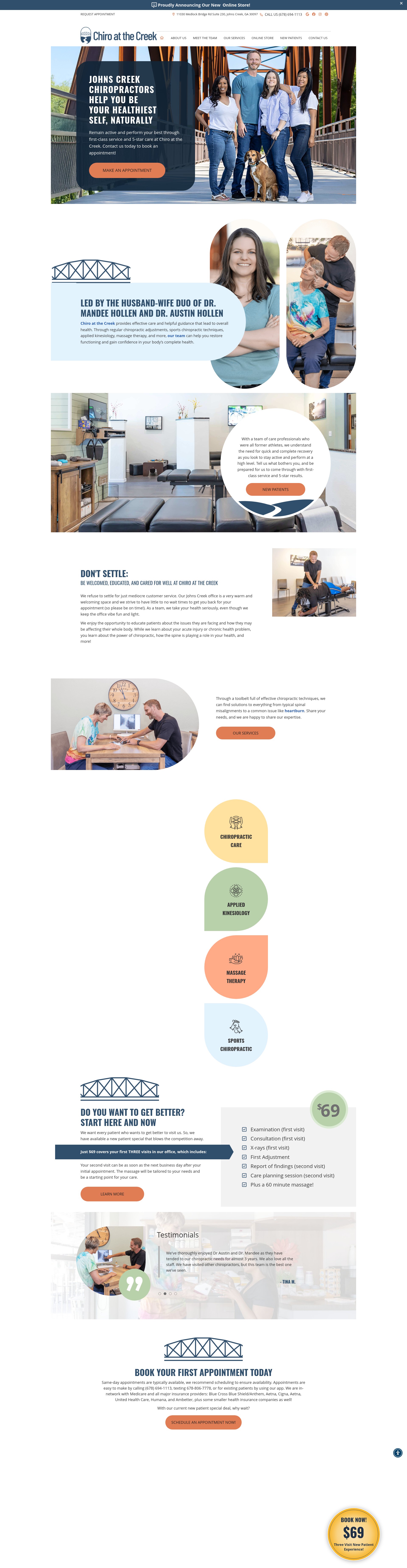 Screenshot of chiroatthecreek.com