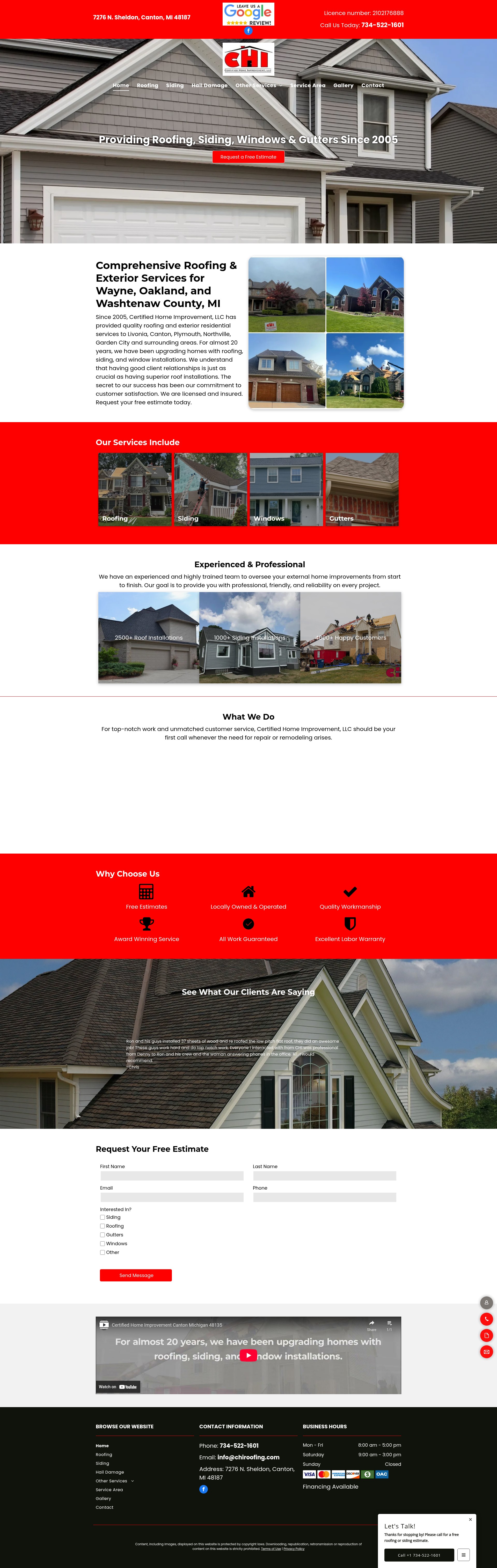 Screenshot of chiroofing.com