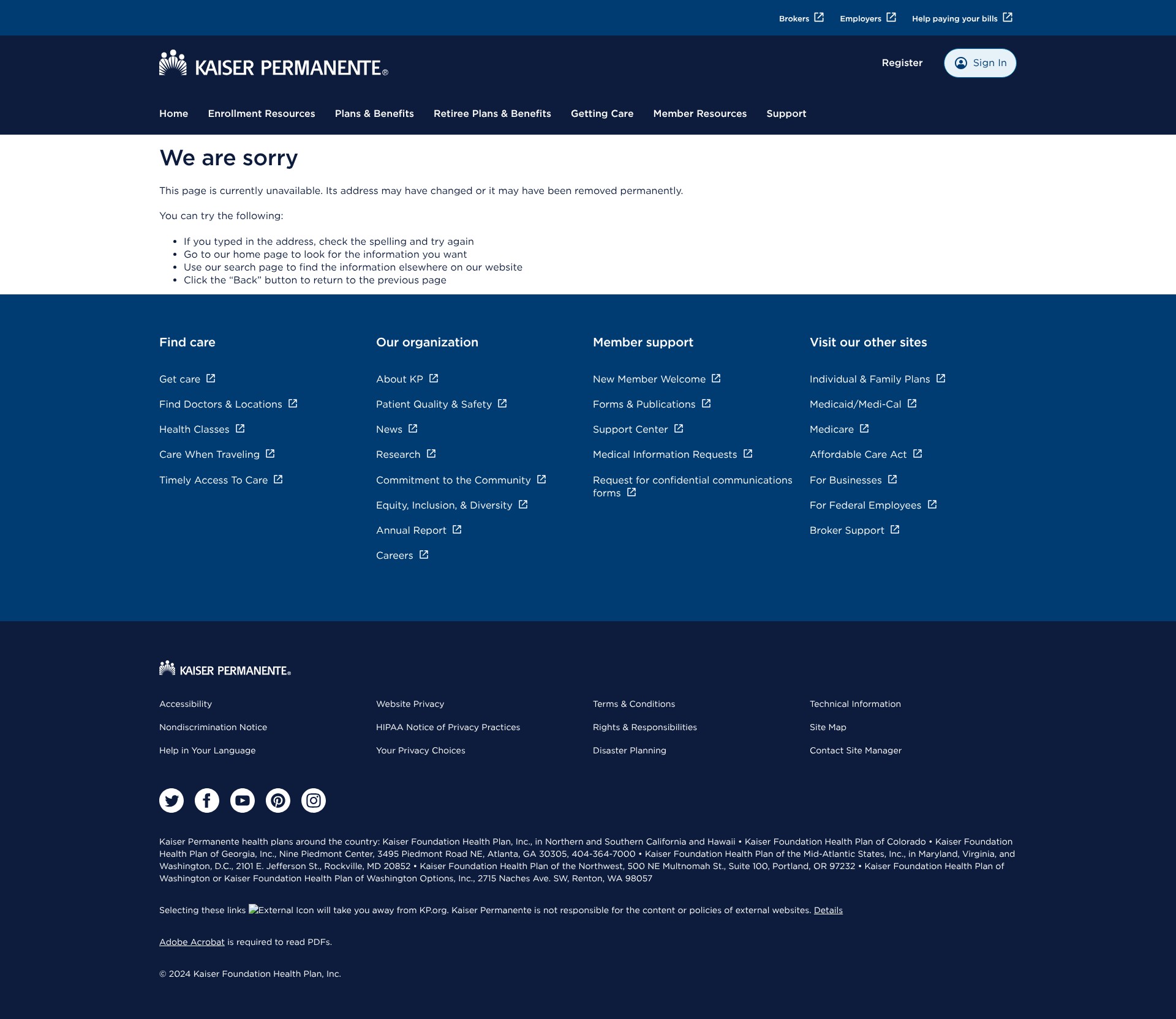 Screenshot of choose.kaiserpermanente.org