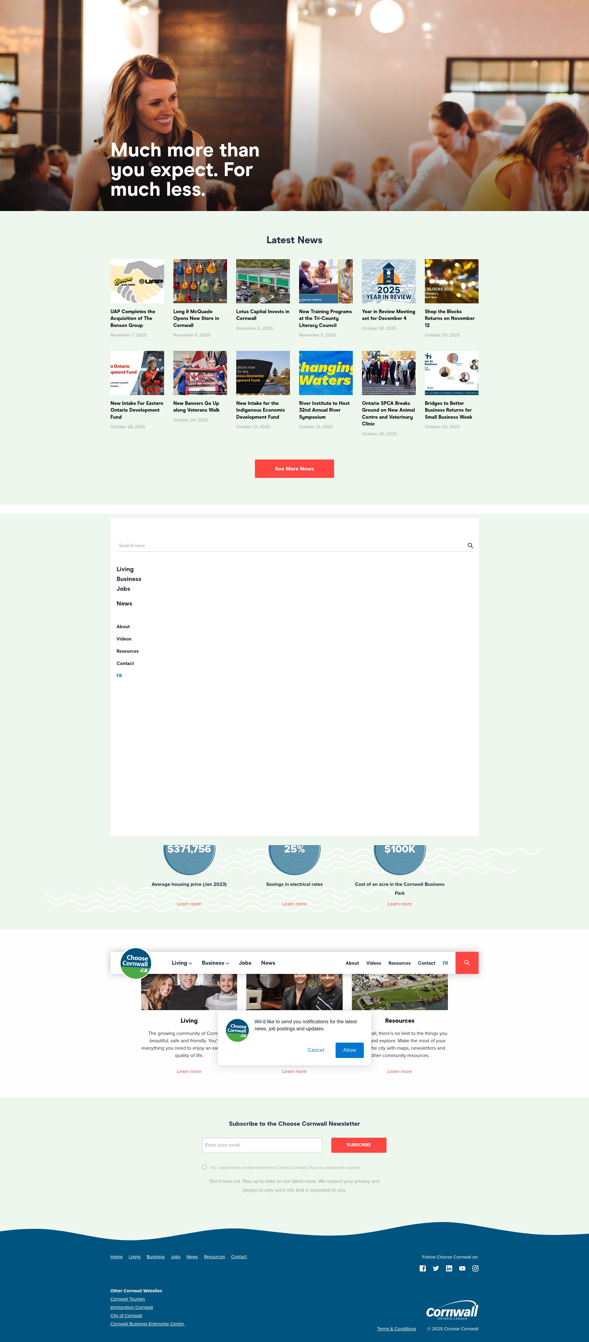 Screenshot of choosecornwall.ca