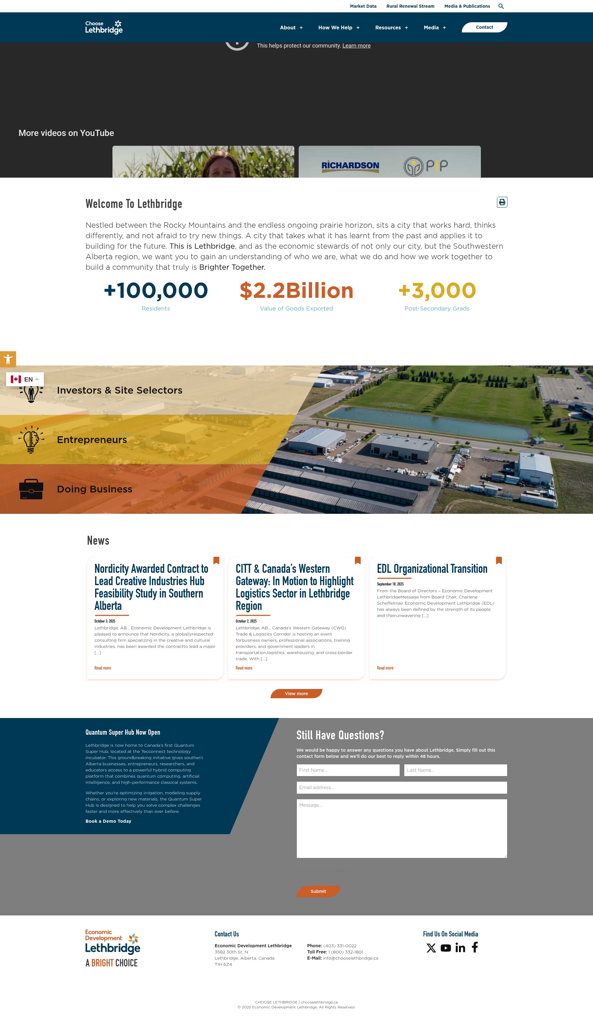 Screenshot of chooselethbridge.ca