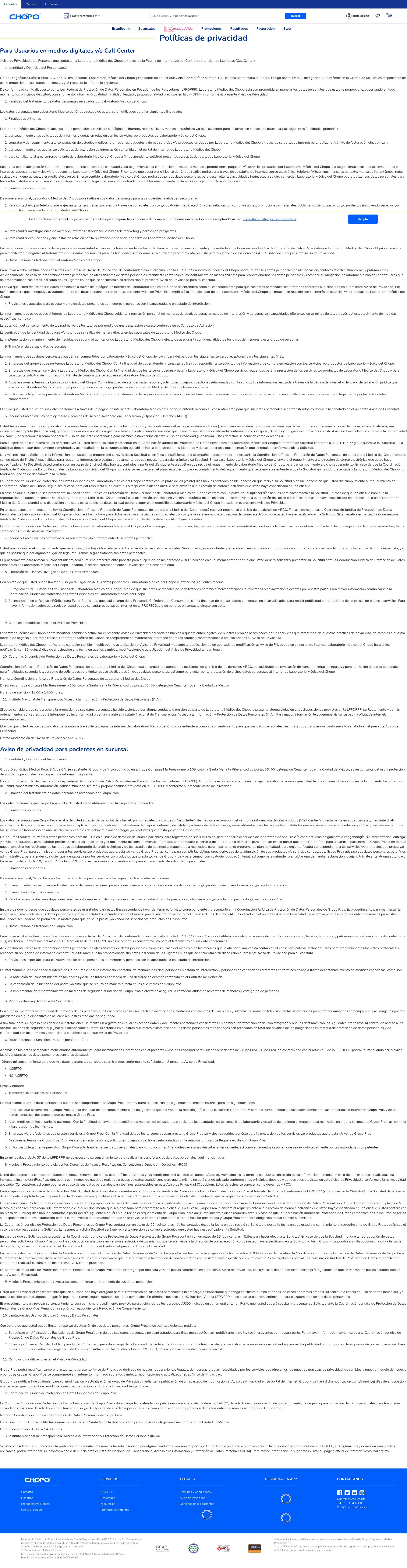 Screenshot of chopo.com.mx