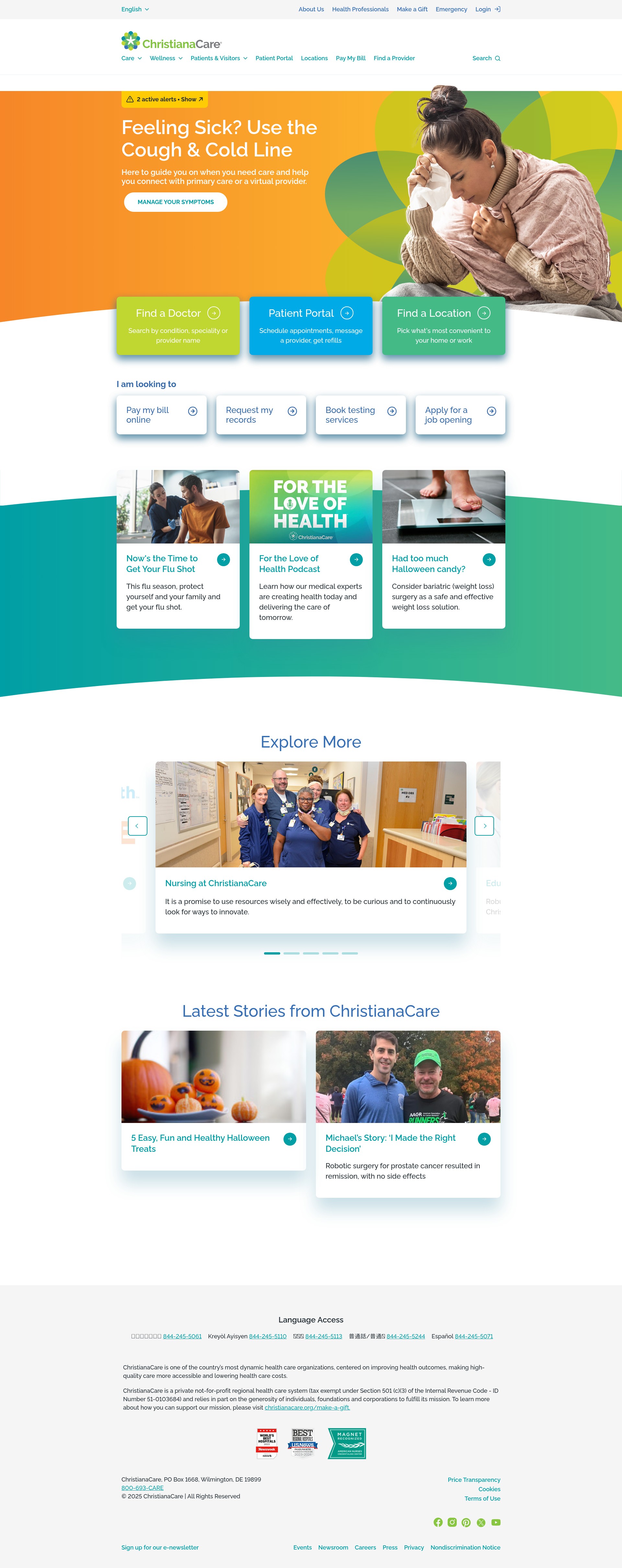 Screenshot of christianacare.org
