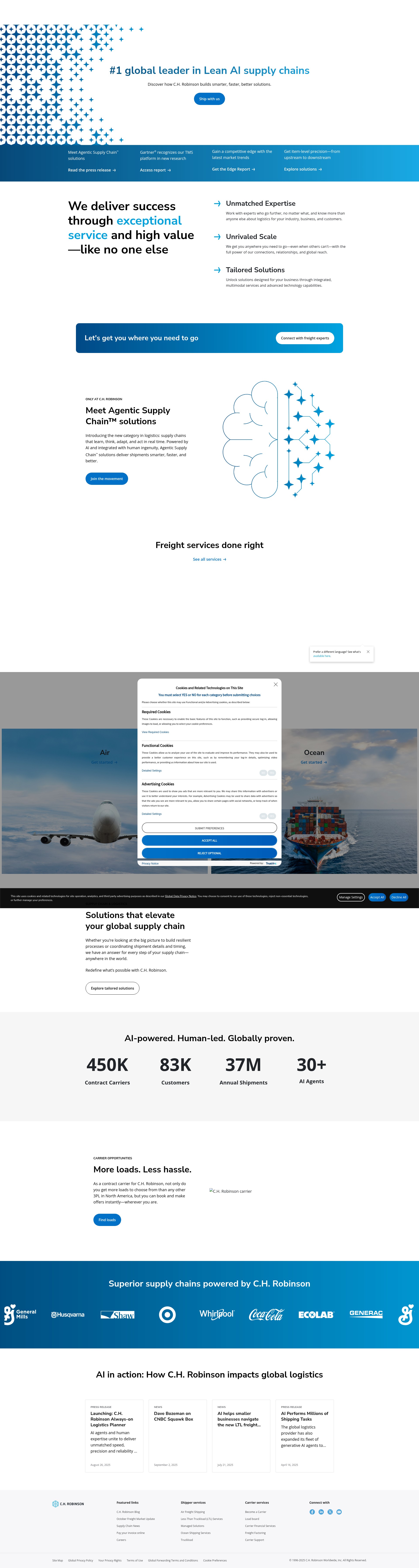 Screenshot of chrobinson.com