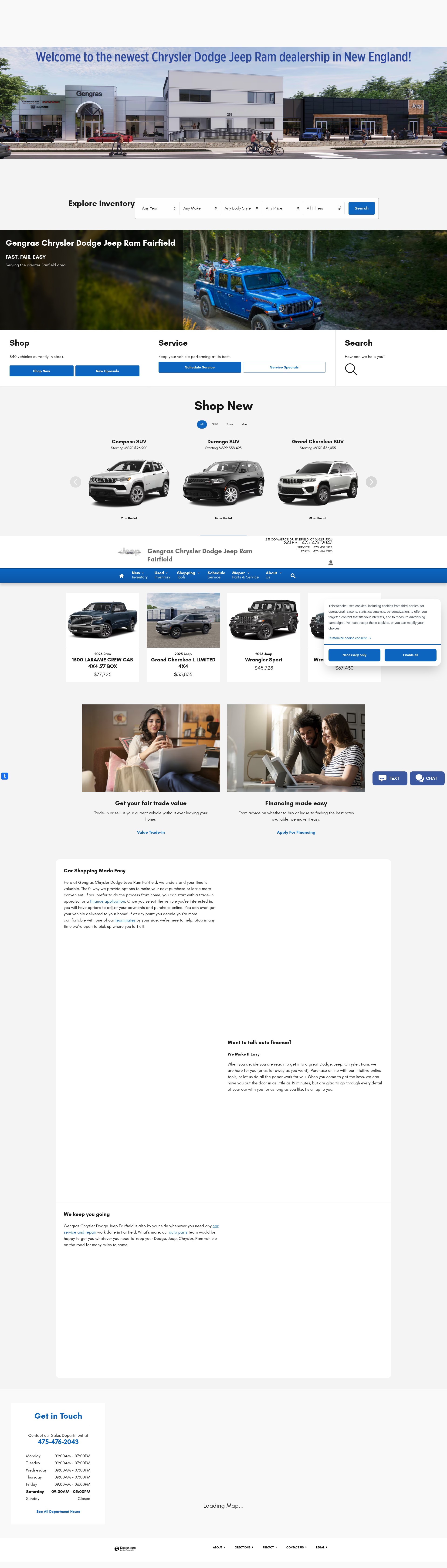 Screenshot of chryslerdodgejeepramfairfield.com