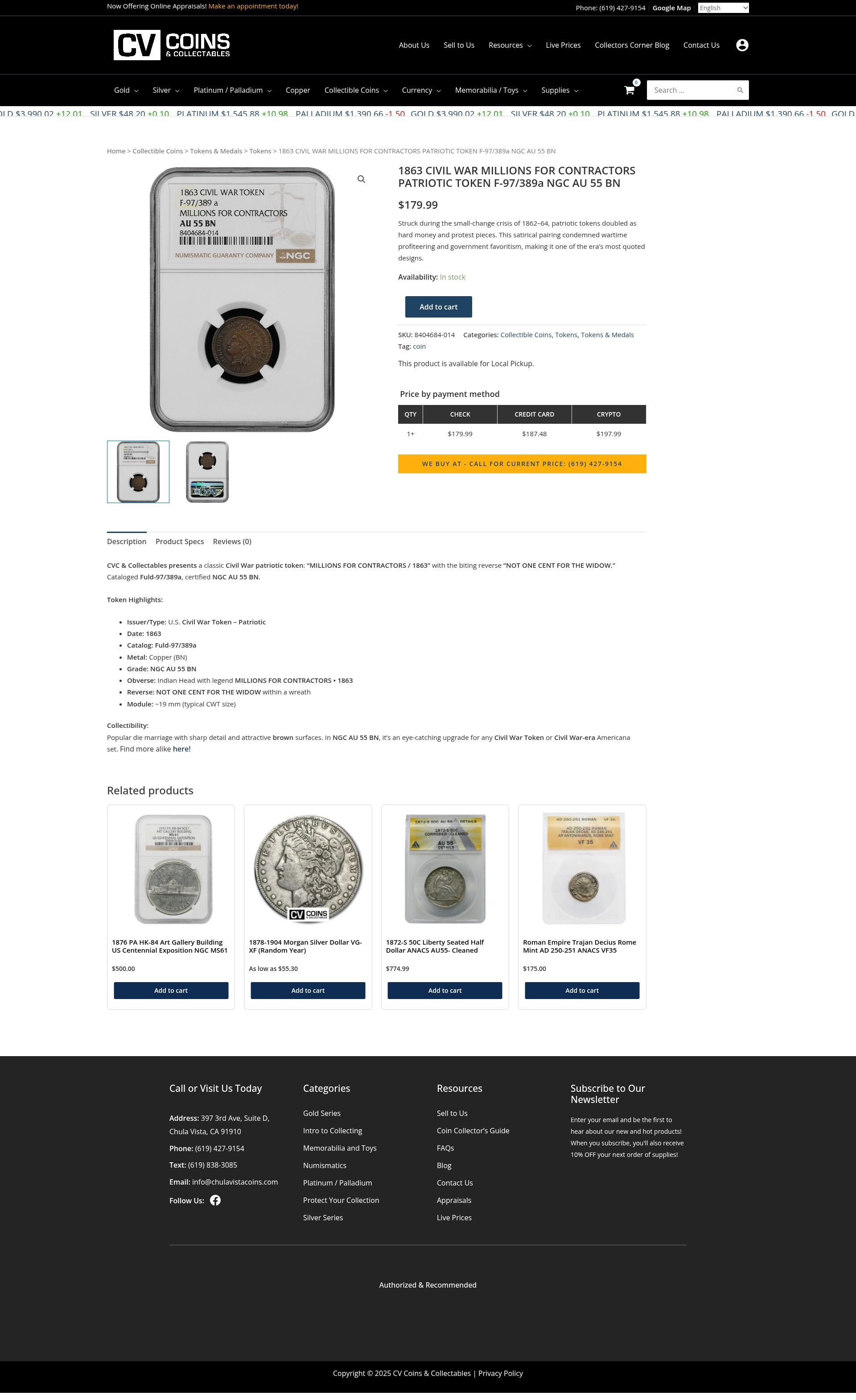 Screenshot of chulavistacoins.com