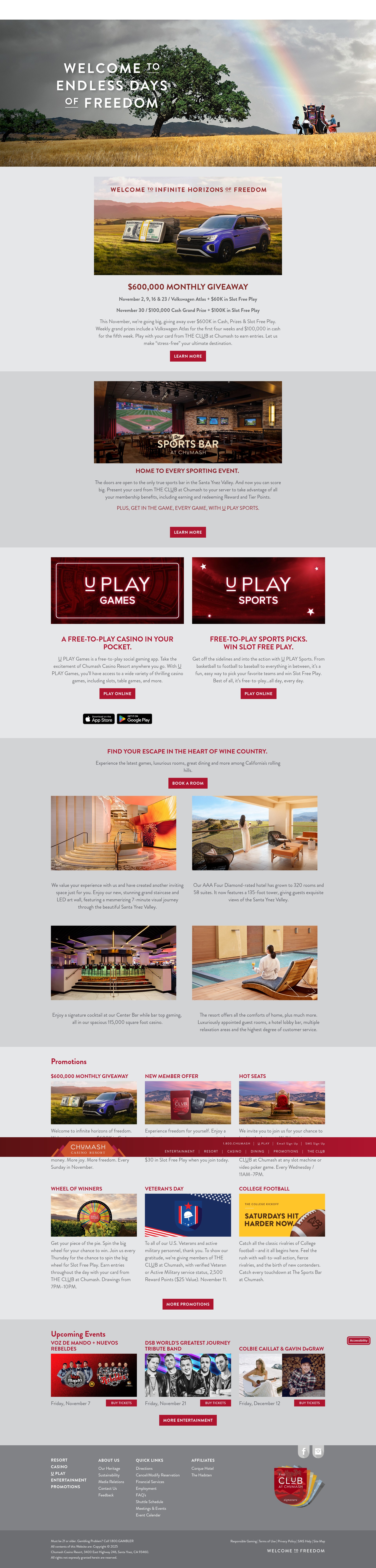 Screenshot of chumashcasino.com
