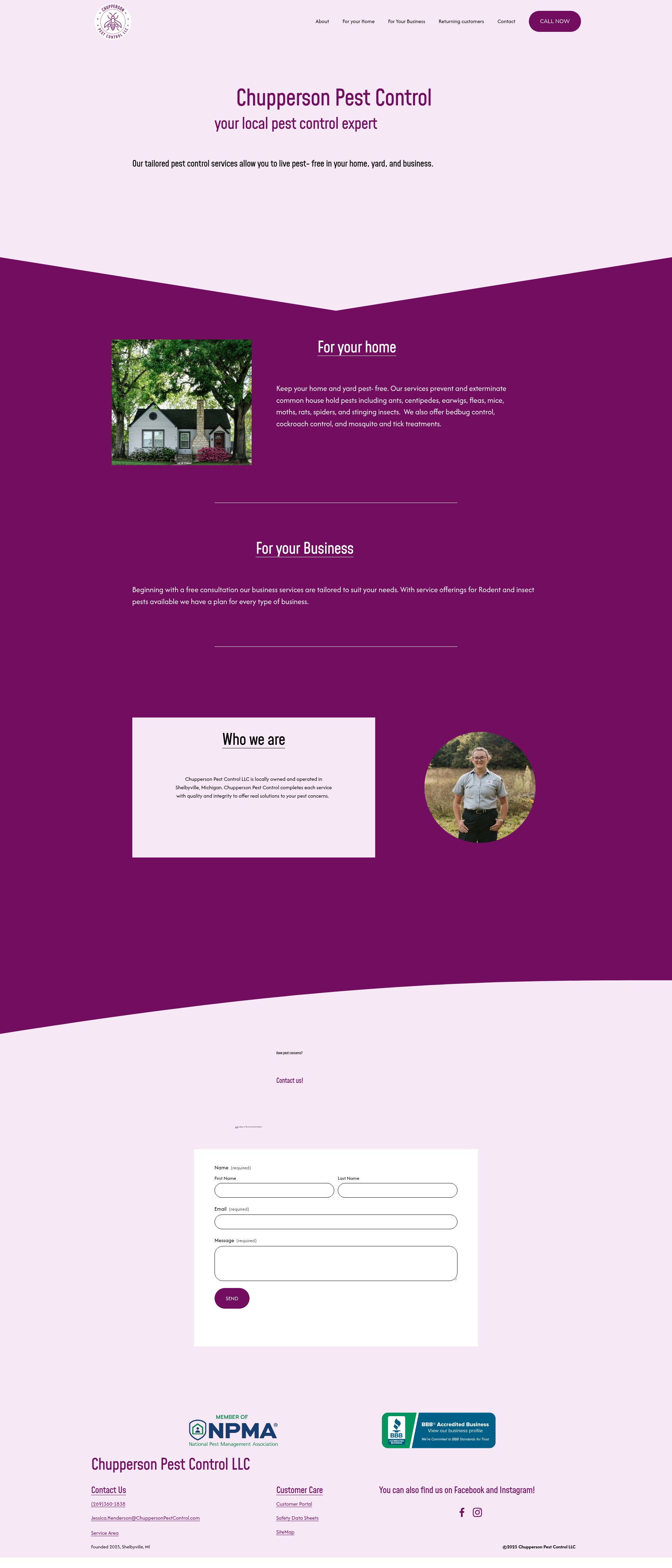 Screenshot of chuppersonpestcontrol.com