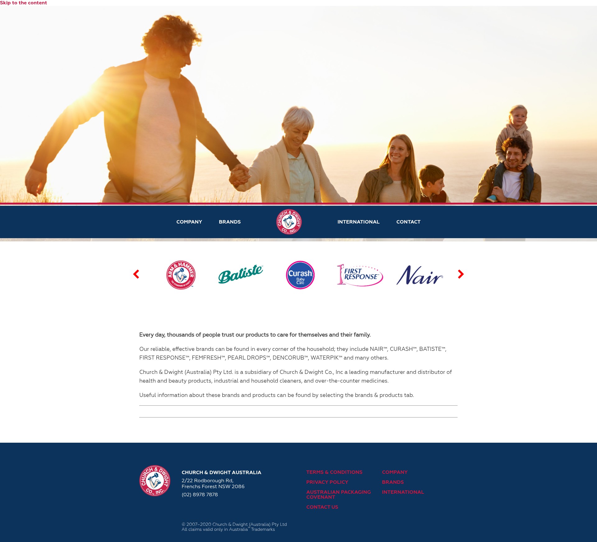 Screenshot of churchdwight.com.au