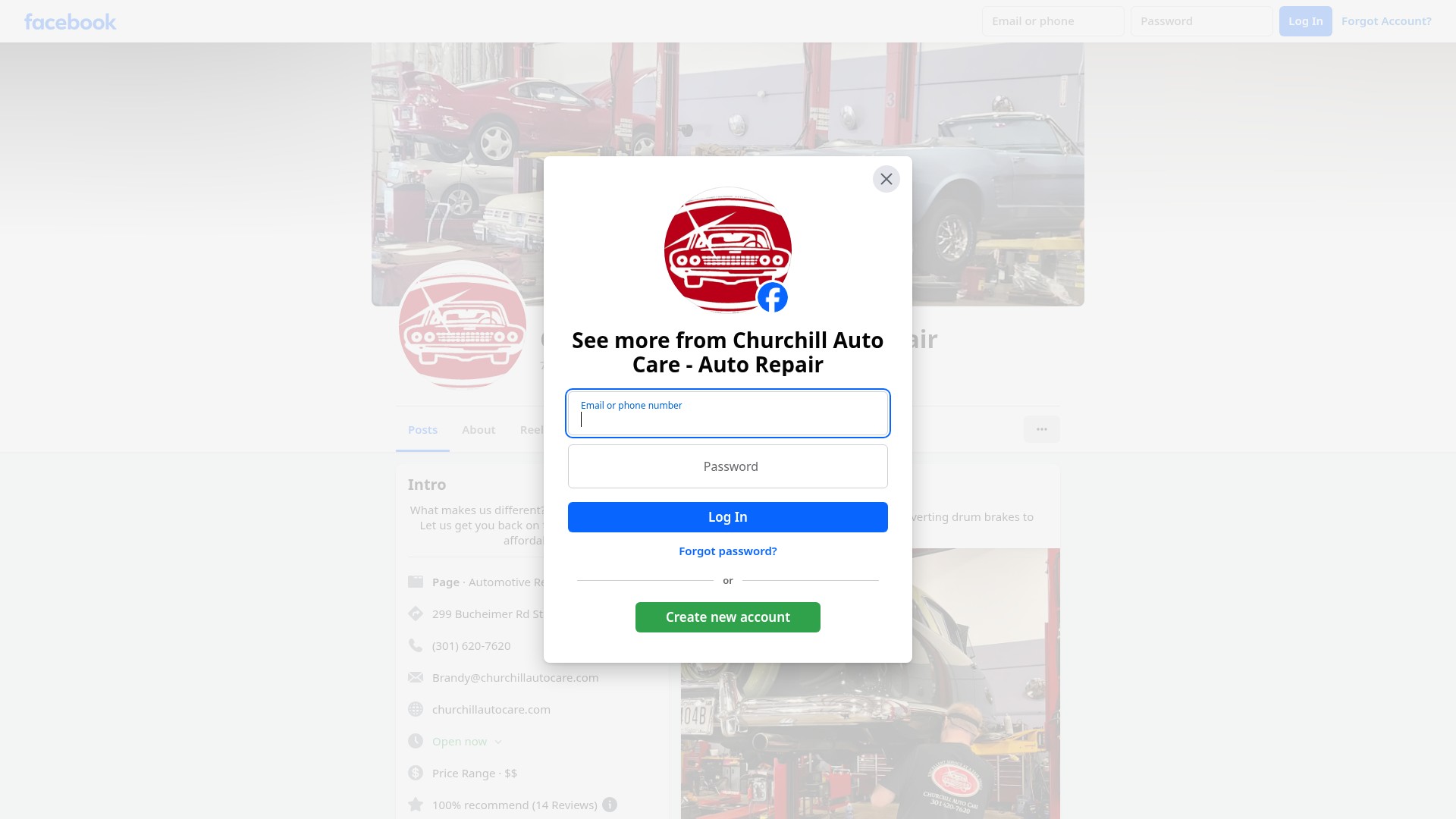 Screenshot of churchillautocare.com