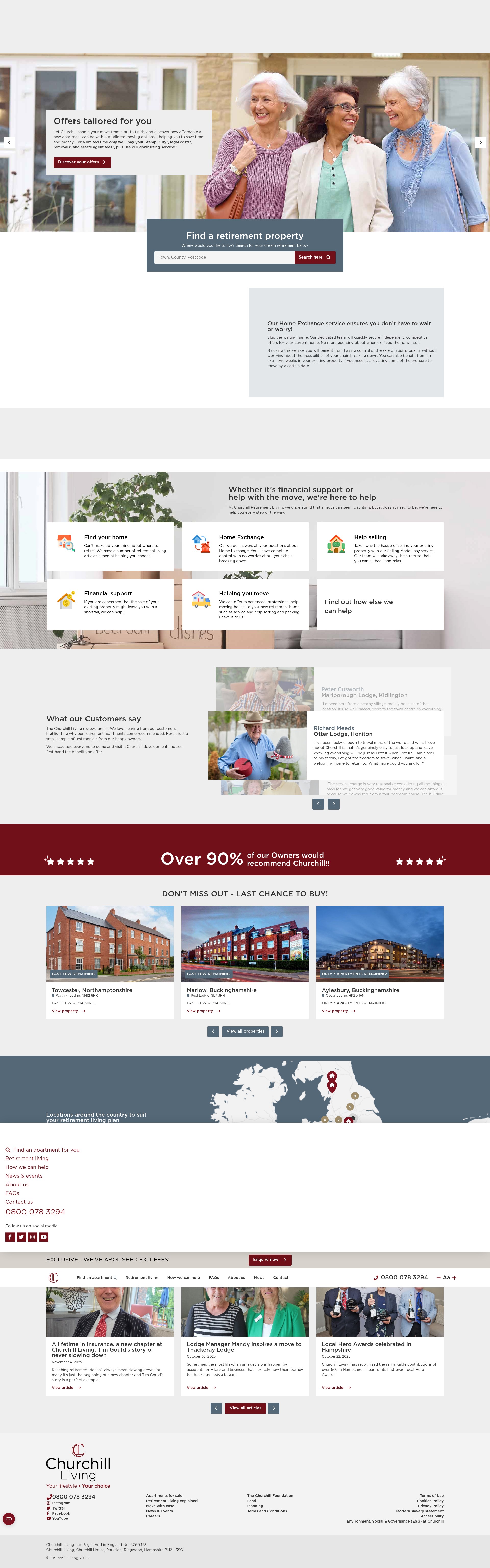 Screenshot of churchillretirement.co.uk