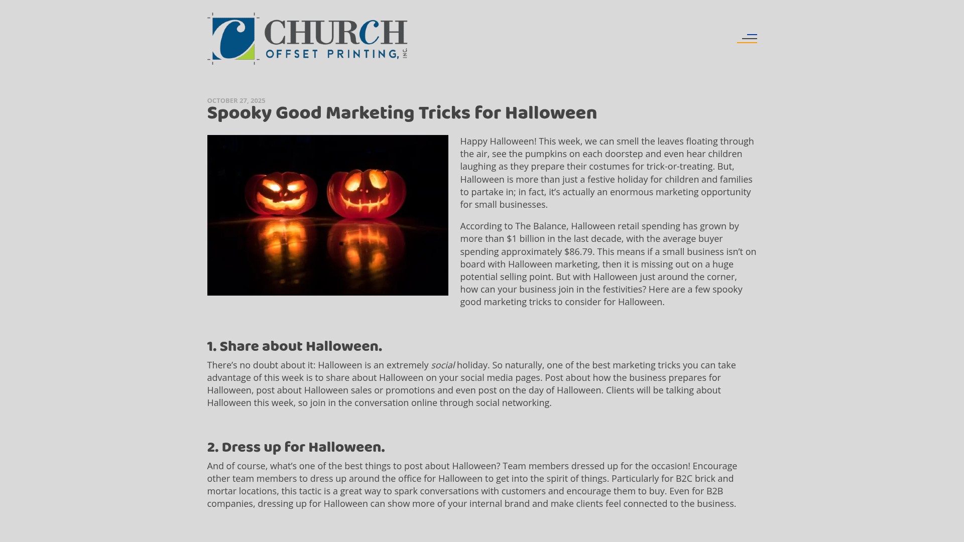 Screenshot of churchoffsetprinting.com