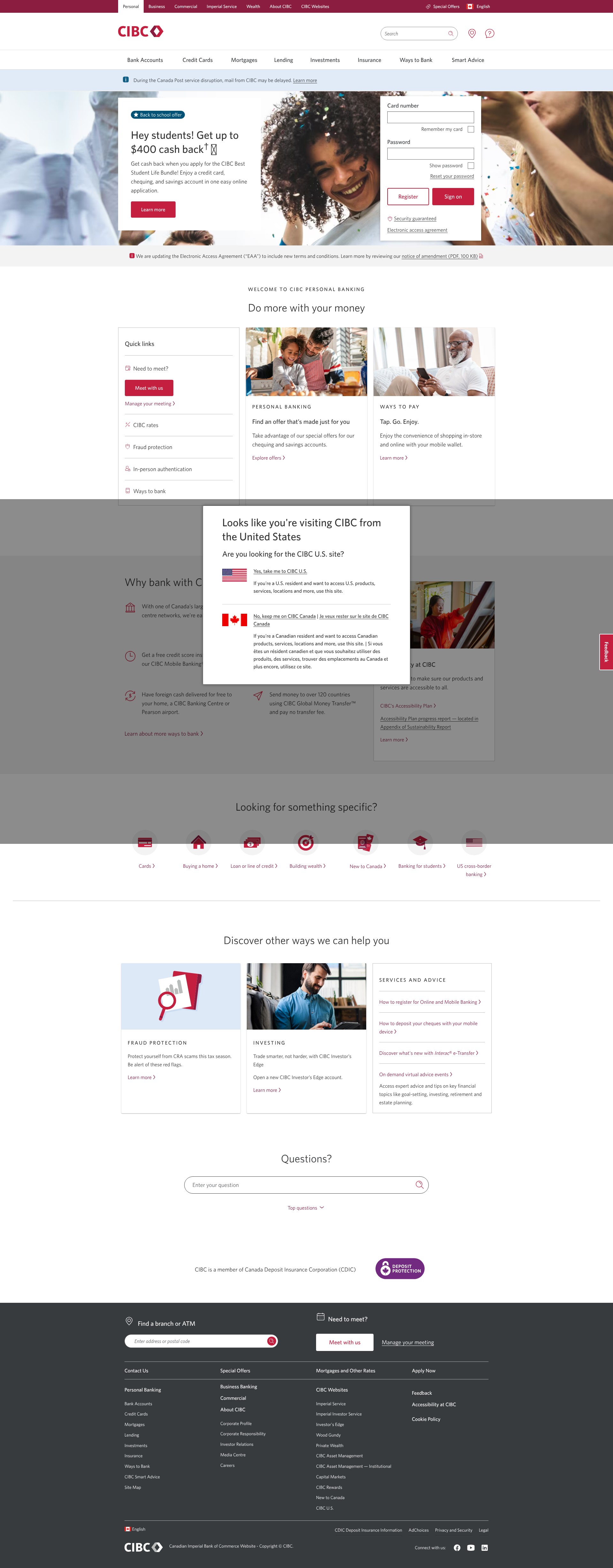 Screenshot of cibc.com