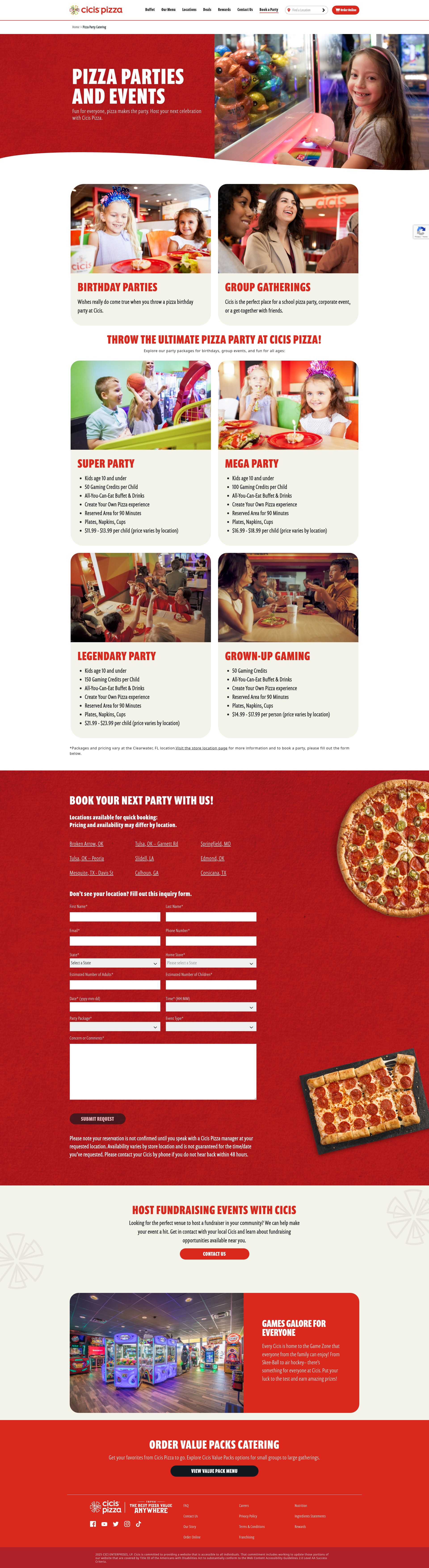 Screenshot of cicis.com