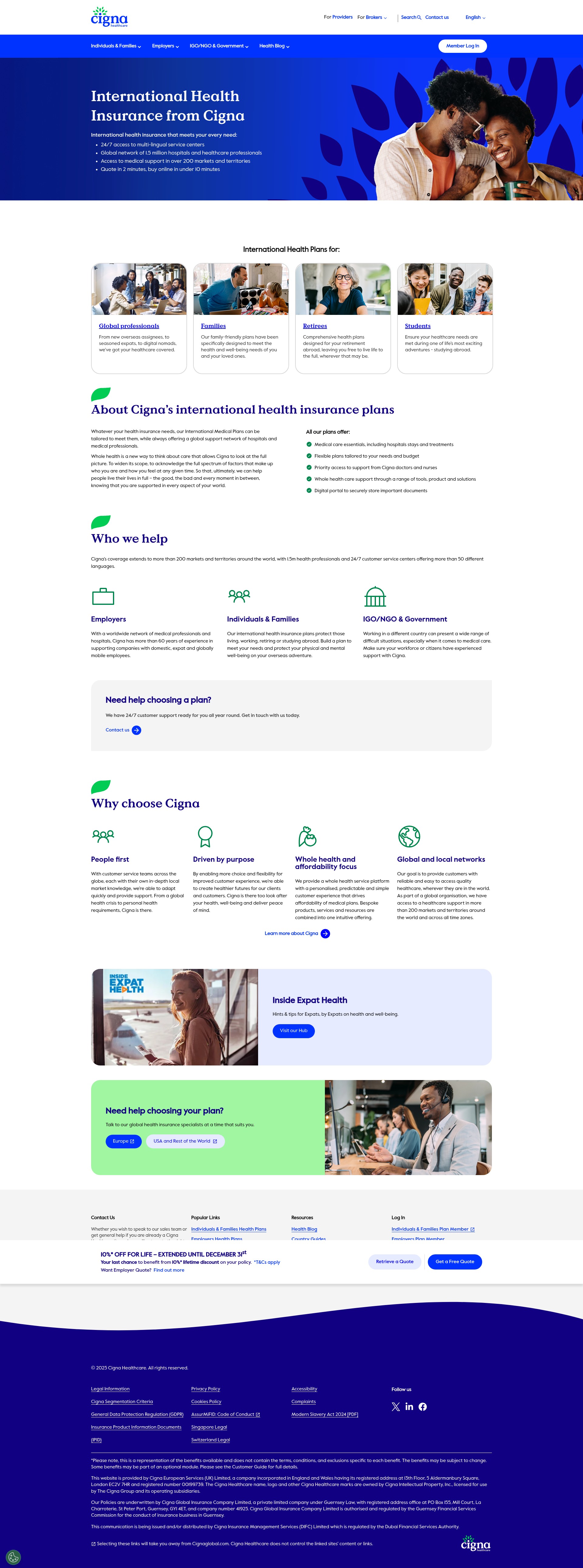 Screenshot of cignaglobal.com