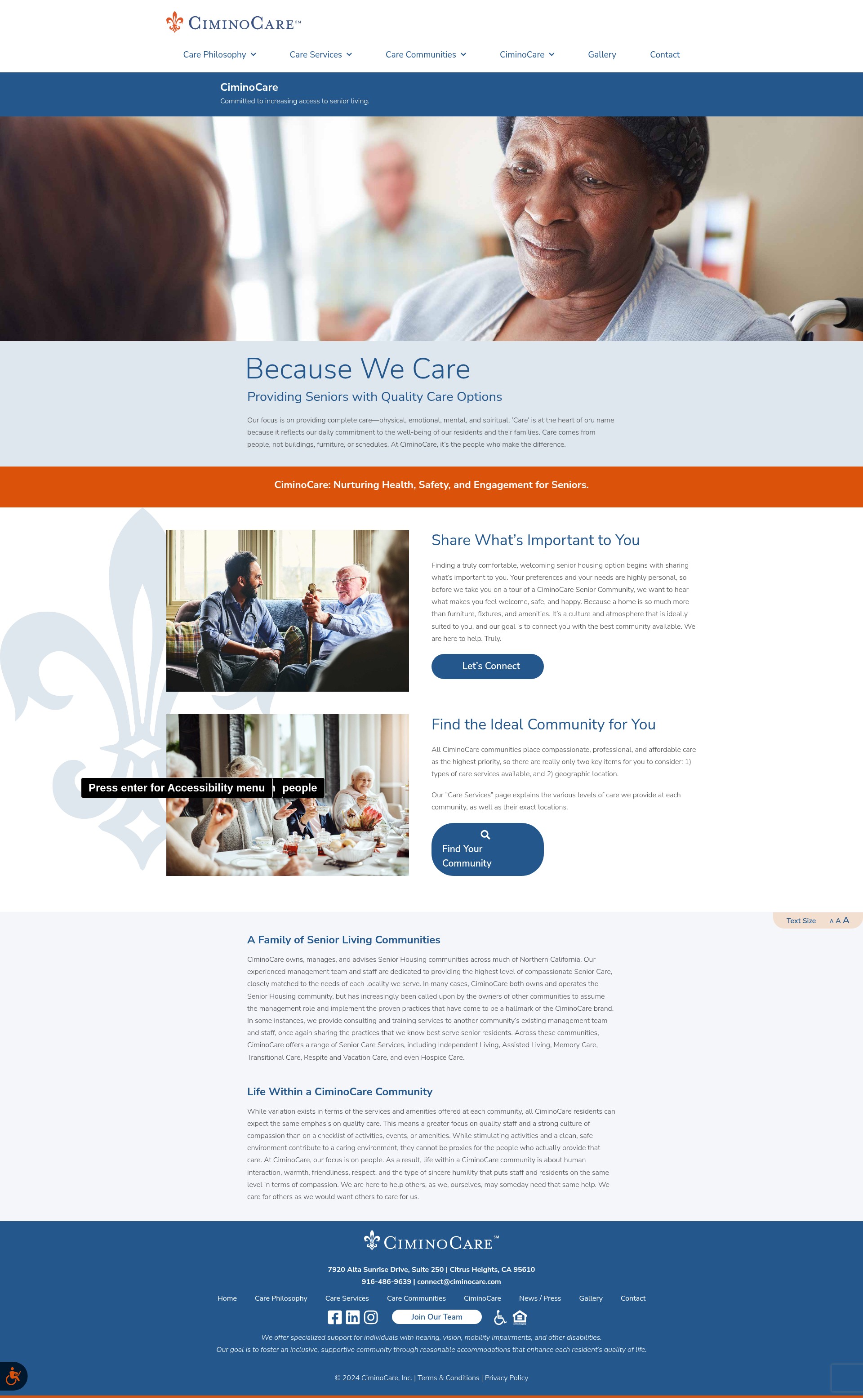 Screenshot of ciminocare.com